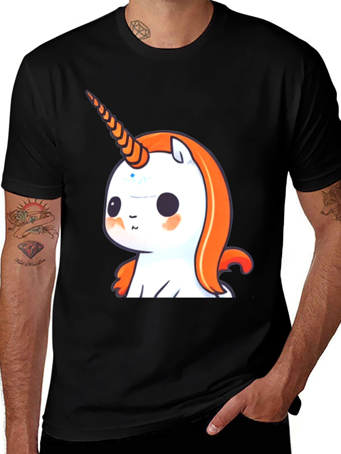 Variant 2 of Cute Unicorn Graphic Tee - Black Casual T-Shirt
