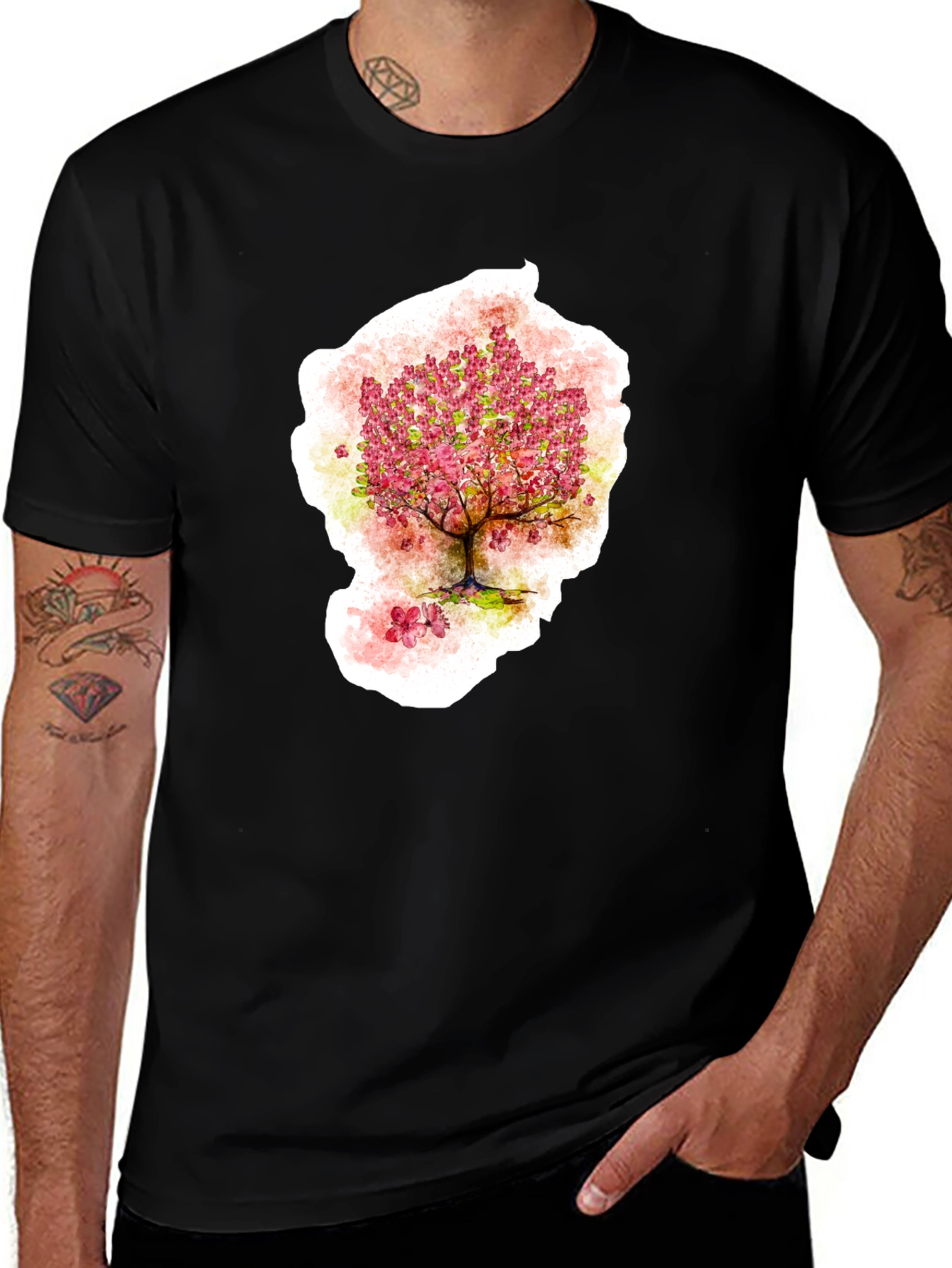 Black Cherry Blossom Tree Graphic T-Shirt main image