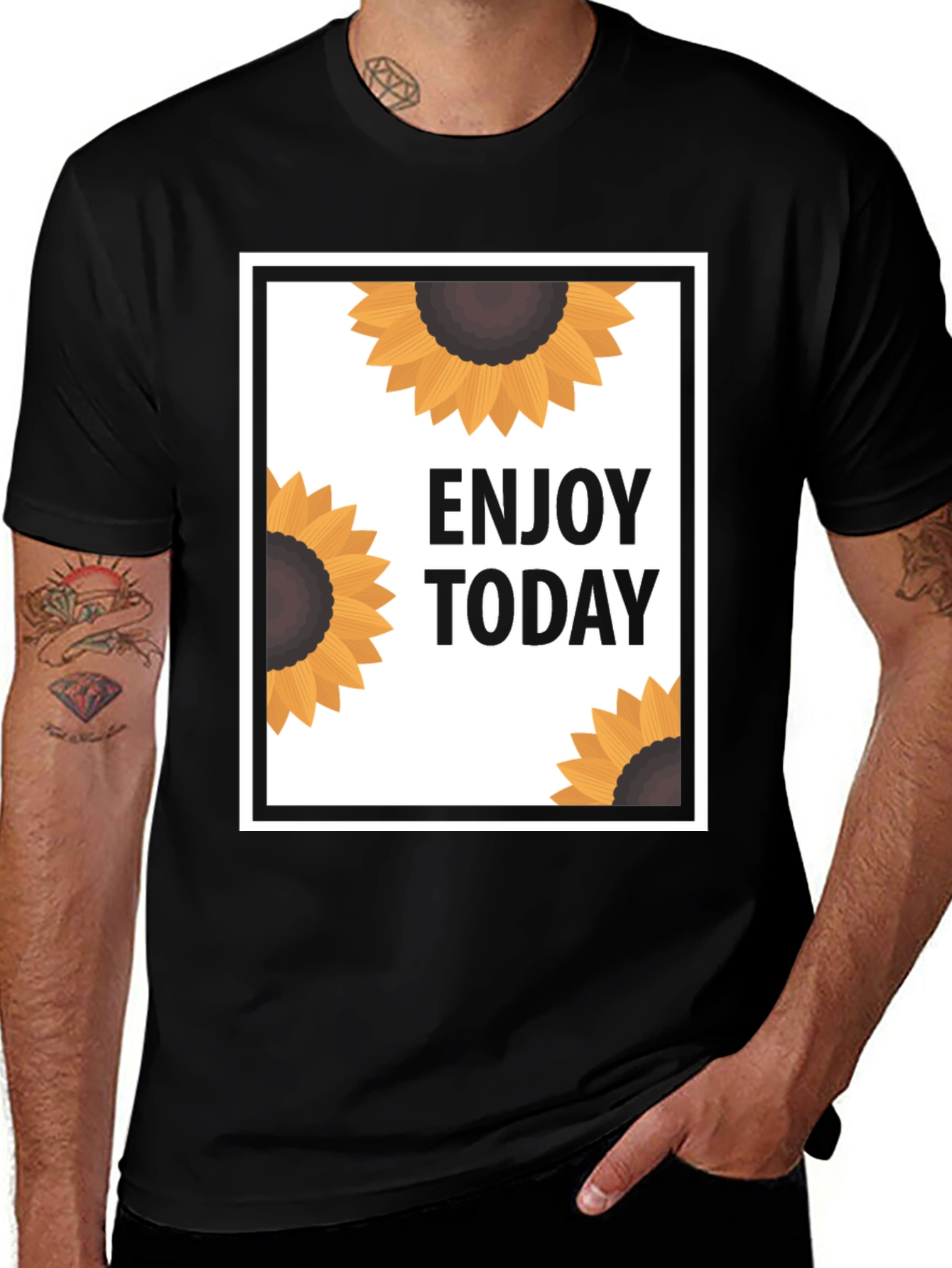 Variant 2 of Enjoy Today Sunflower Graphic Tee - Black