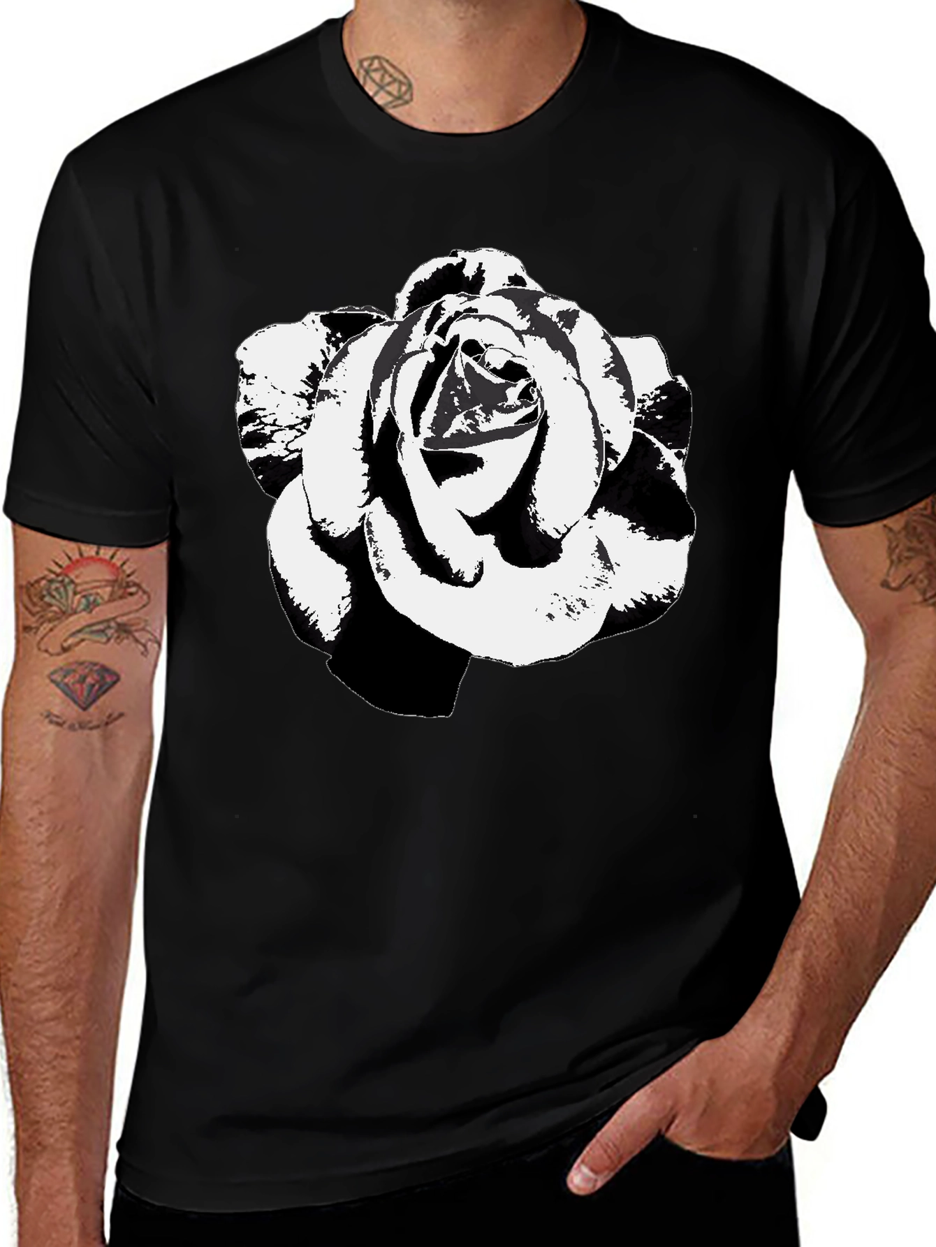 Variant 2 of Black Rose Graphic Tee - Stylish & Unique