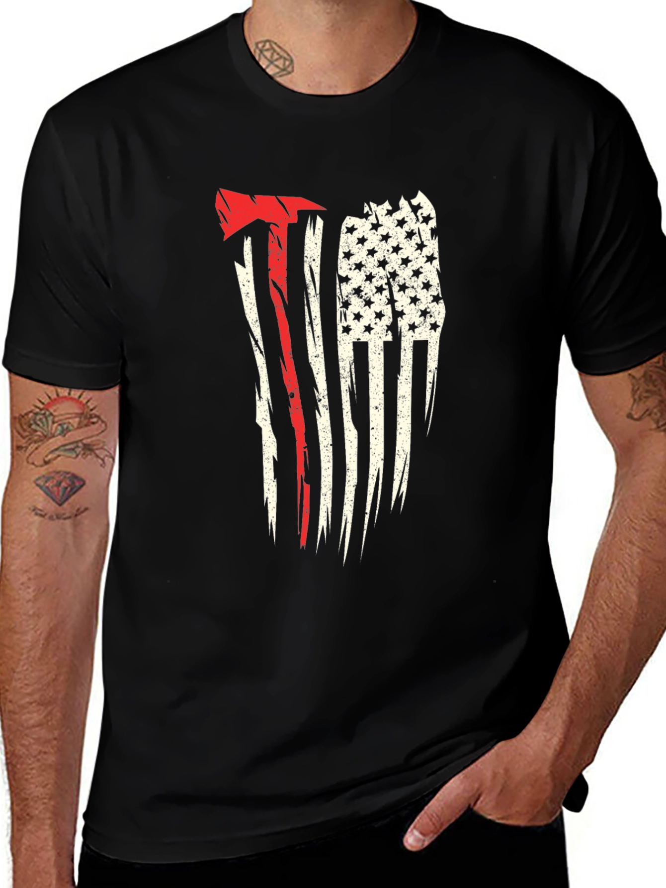Variant 29 of Firefighter Axe Flag Graphic Tee