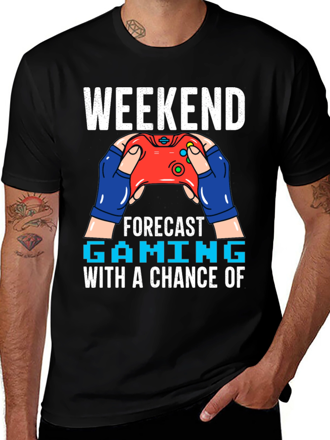 Variant 7 of Weekend Gaming Forecast T-Shirt - Gamer Style