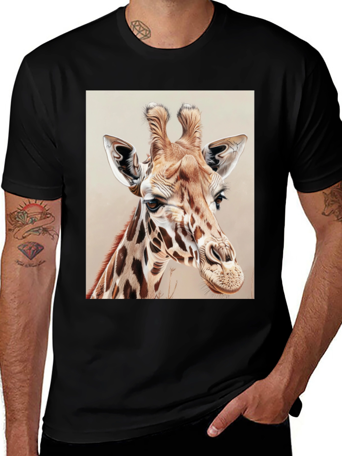 Variant 9 of Giraffe Graphic Tee - Artistic Animal Print