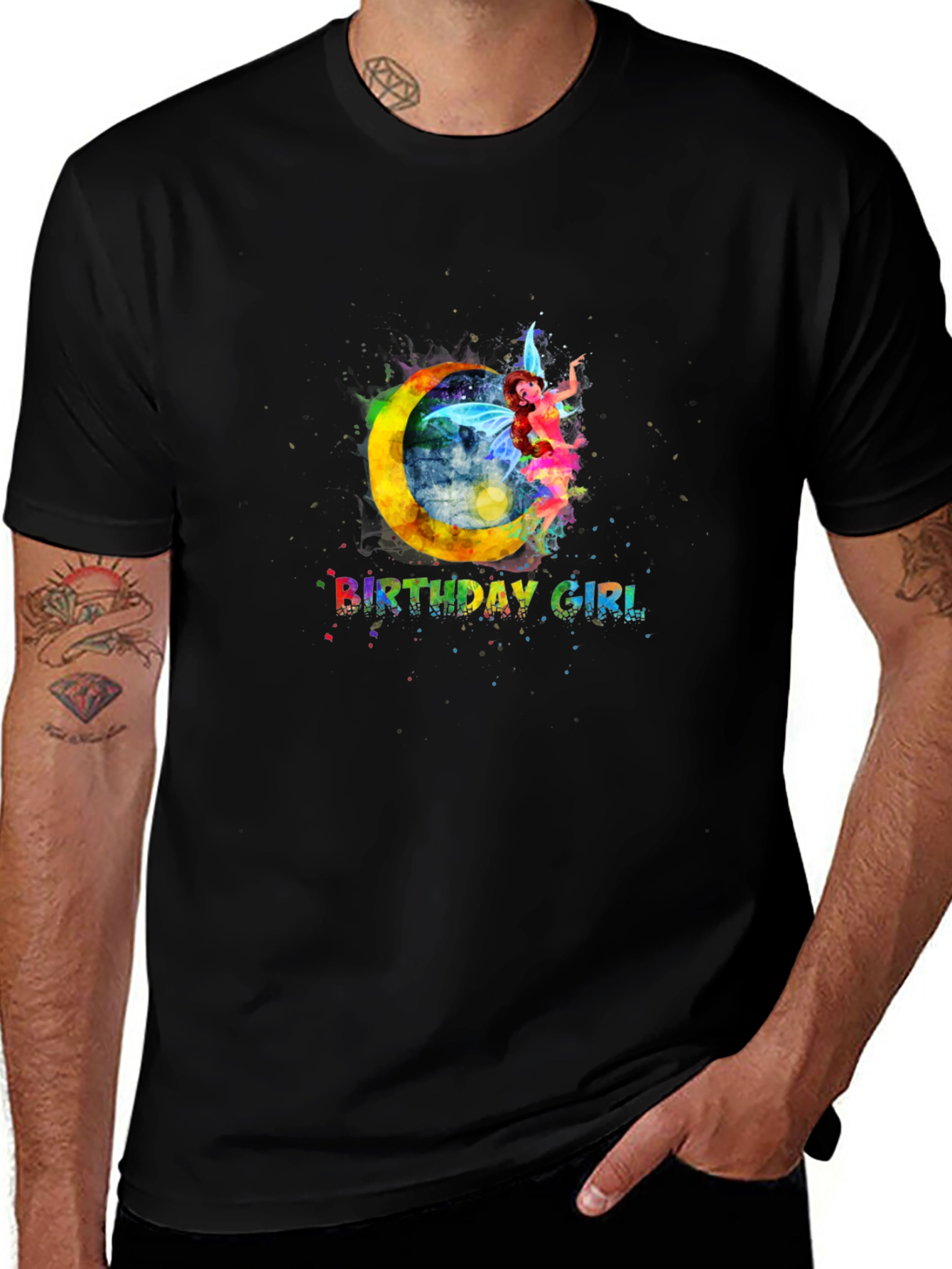 Variant 24 of Birthday Girl Fairy Moon T-Shirt - Black