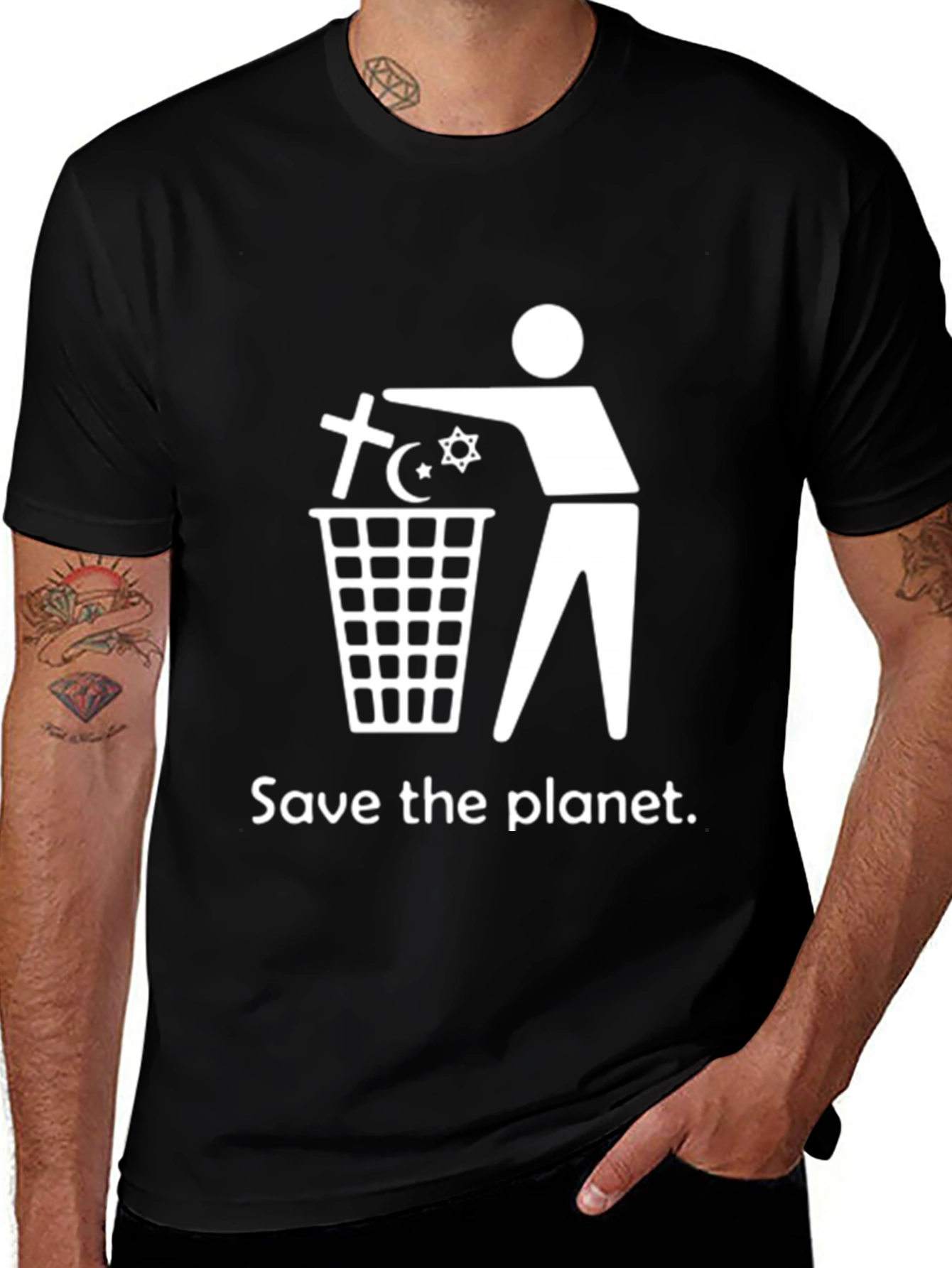 Variant 18 of Save the Planet Anti-Religion T-Shirt