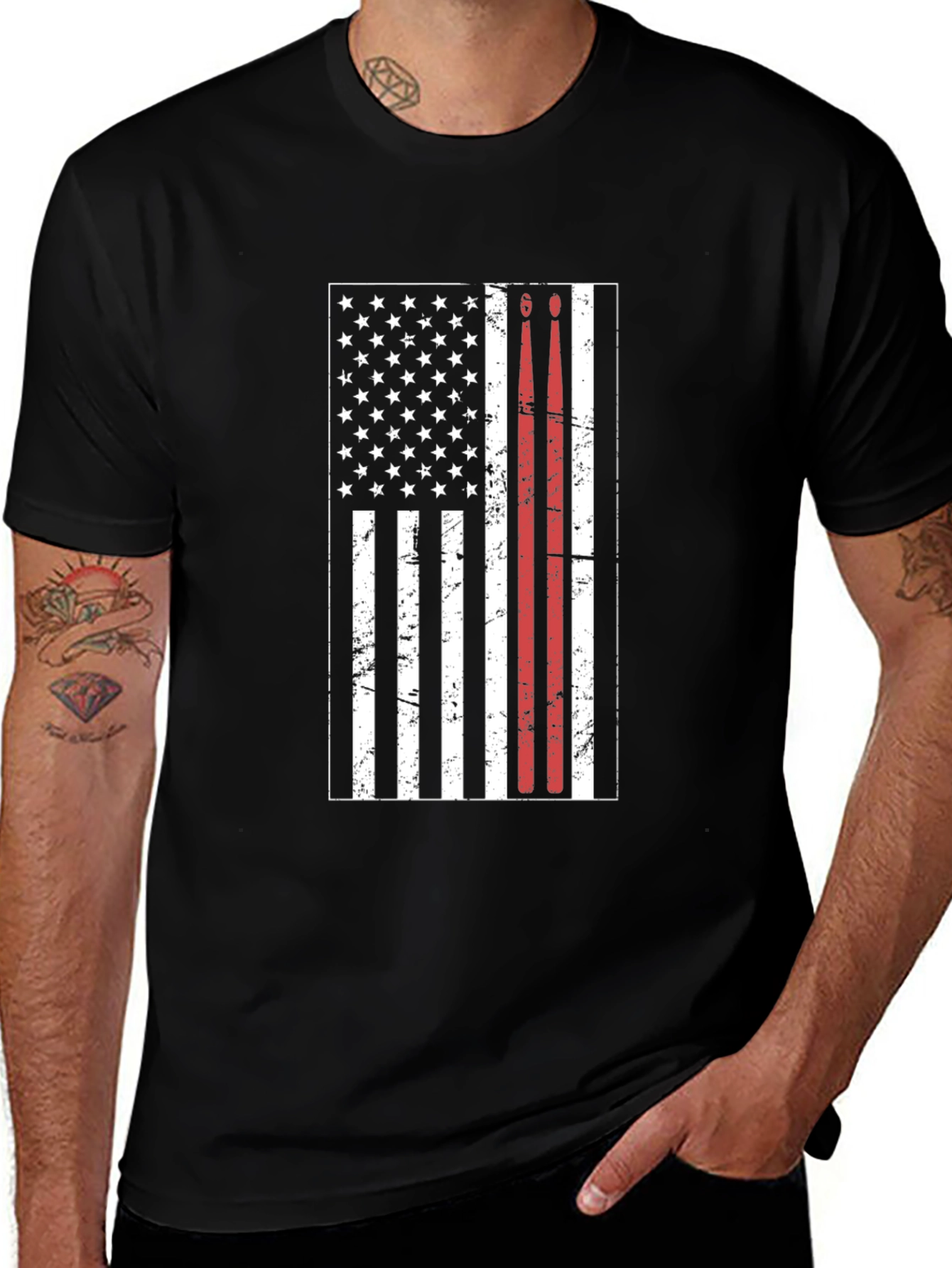 Variant 11 of Drummer Flag Tee - USA Pride Rock N' Roll