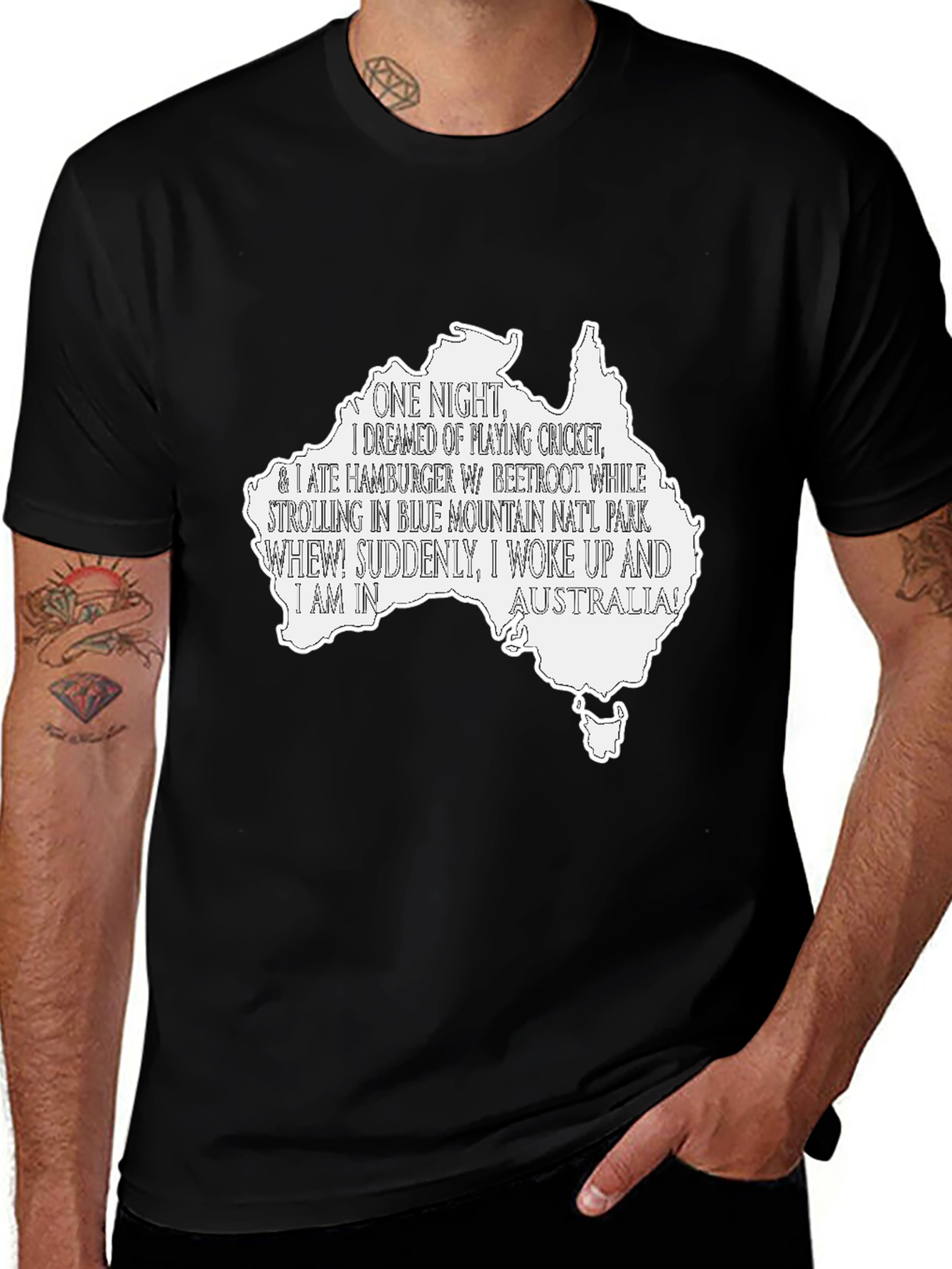 Australia Dream T-Shirt - Cricket, Beetroot, & Blue Mountains!