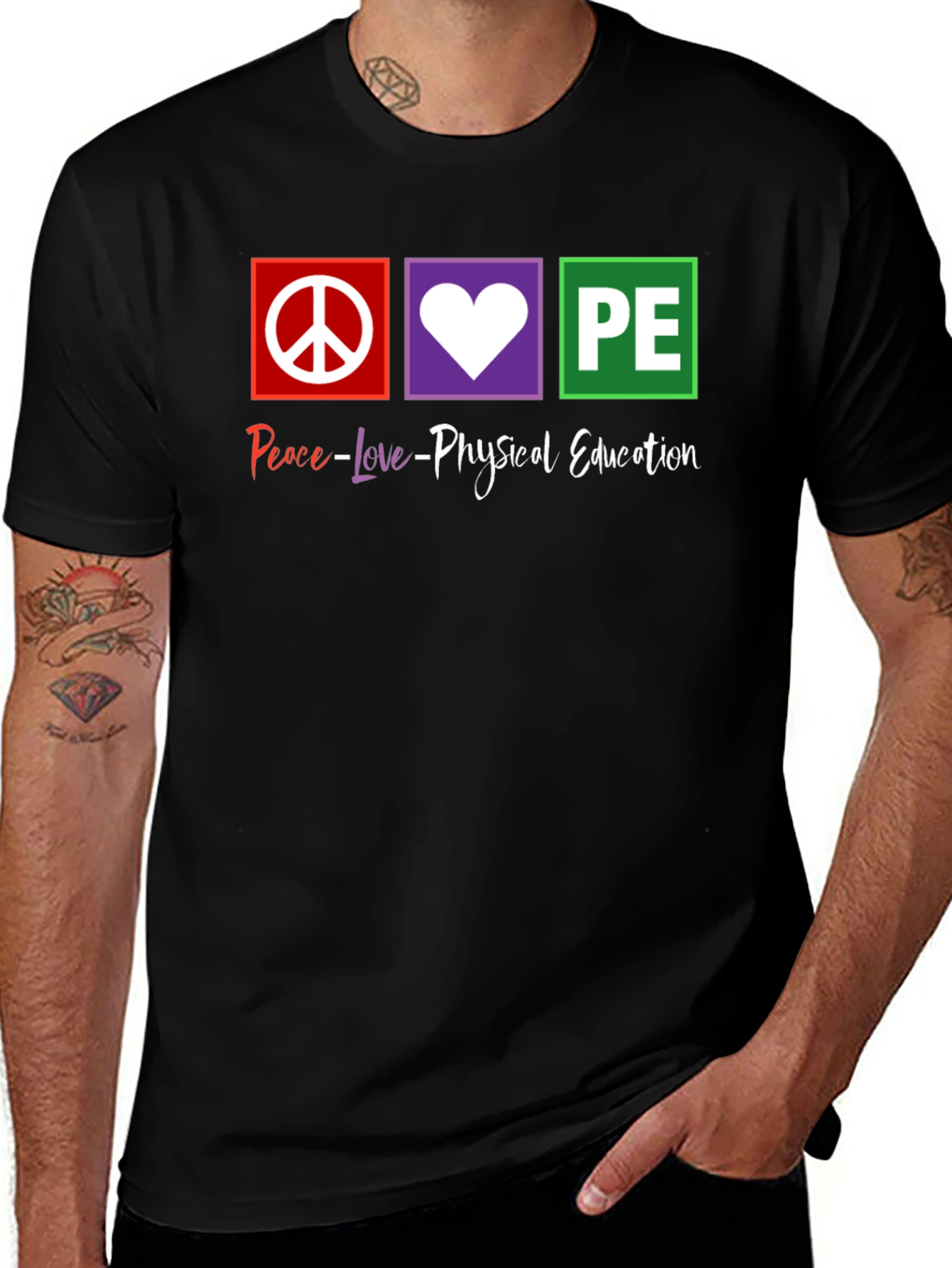 Peace Love Physical Education PE Teacher T-Shirt