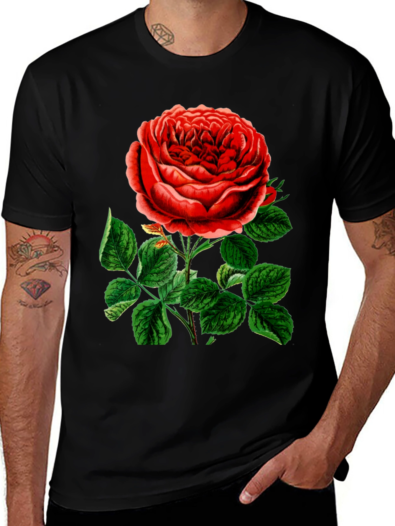 Variant 29 of Elegant Rose Graphic T-Shirt - Botanical Style