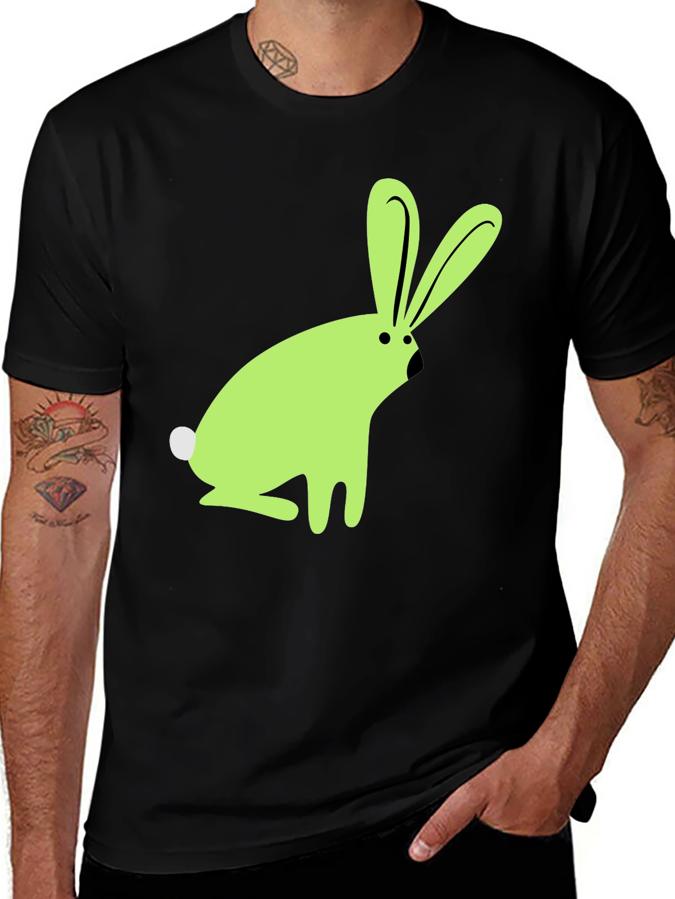 Variant 12 of Cute Bunny Graphic Tee - Black Unisex T-Shirt