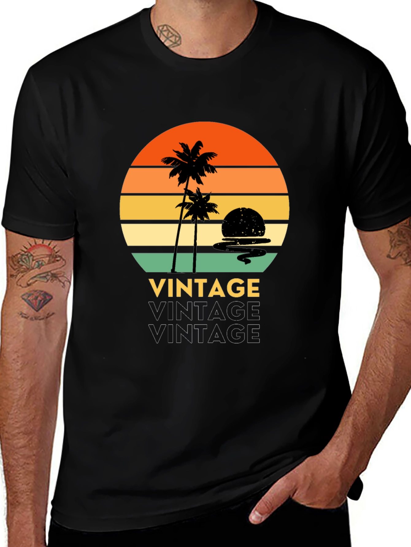 Variant 22 of Retro Sunset Palm Tree T-Shirt - Vintage Style