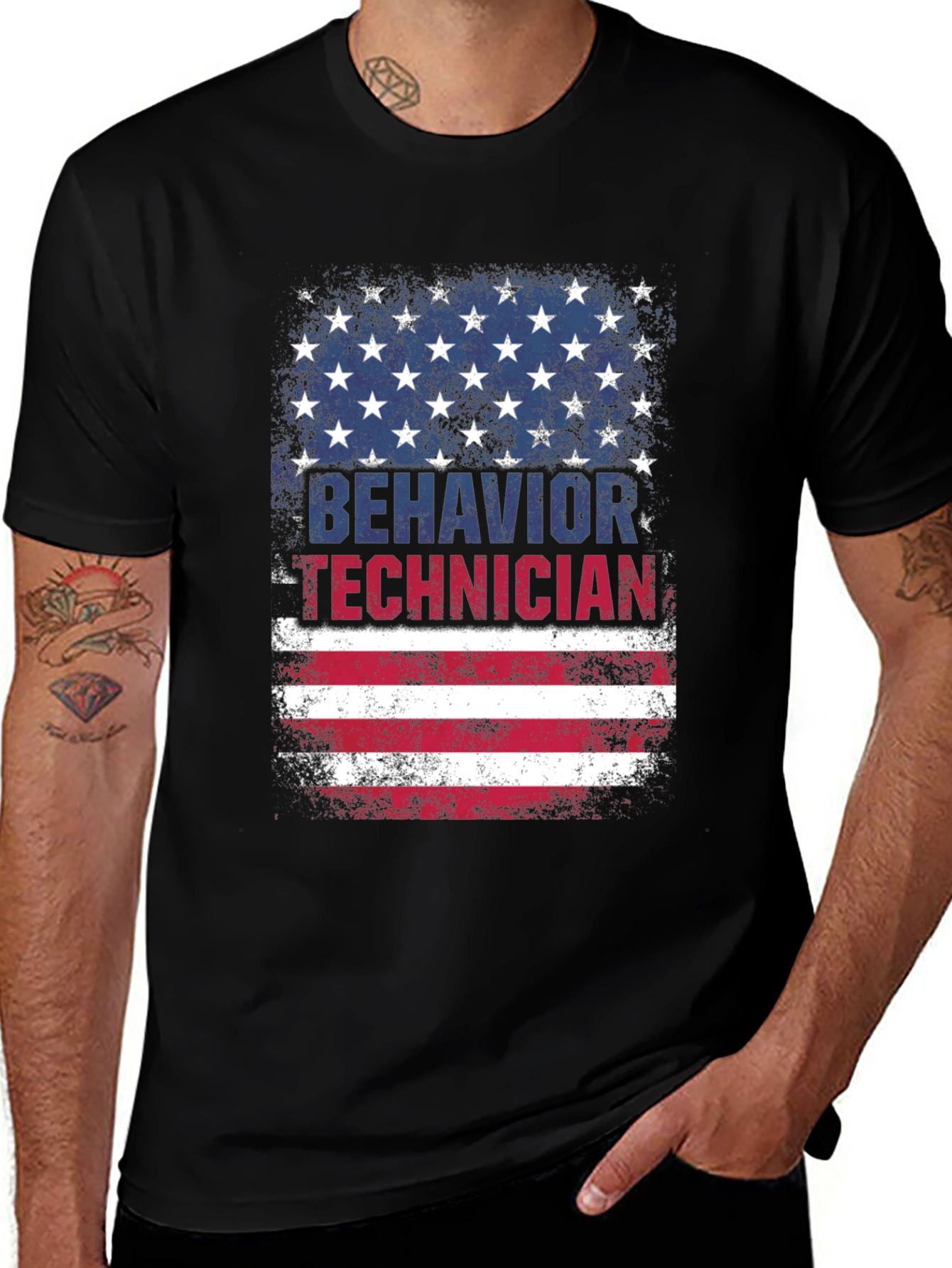 Behavior Technician USA Flag Graphic T-Shirt