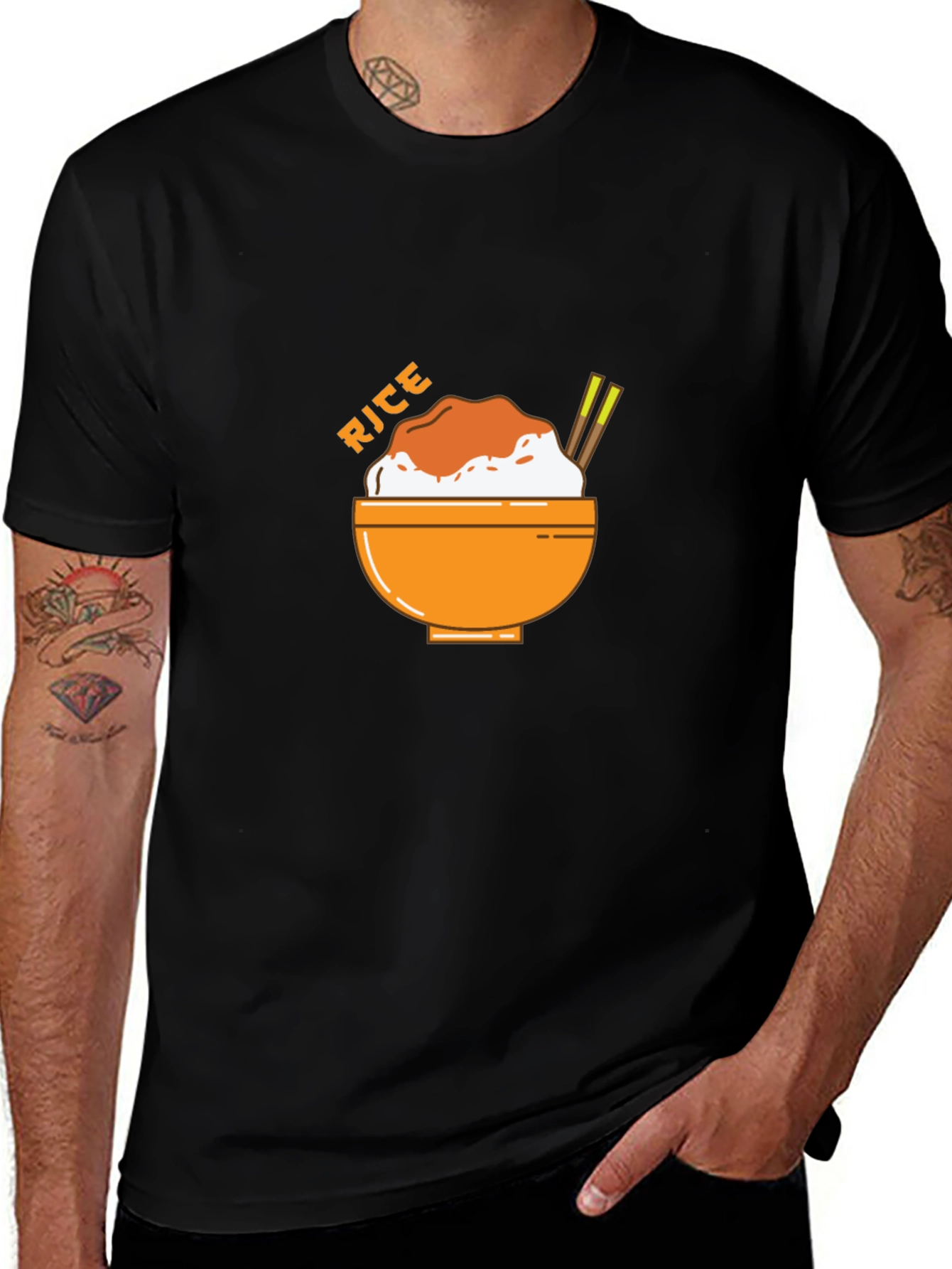 Variant 11 of Rice Bowl Graphic Tee - Casual Black T-Shirt