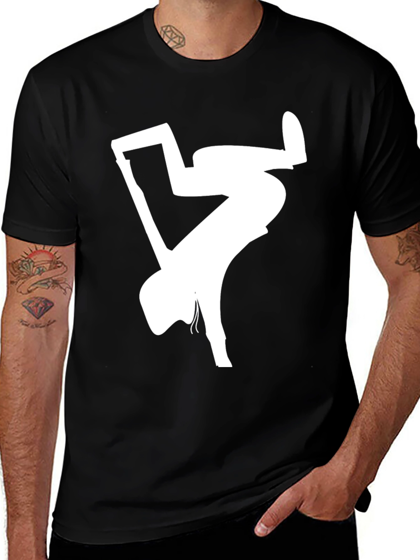 Skateboarder Graphic Tee - Black Cotton Casual T-Shirt