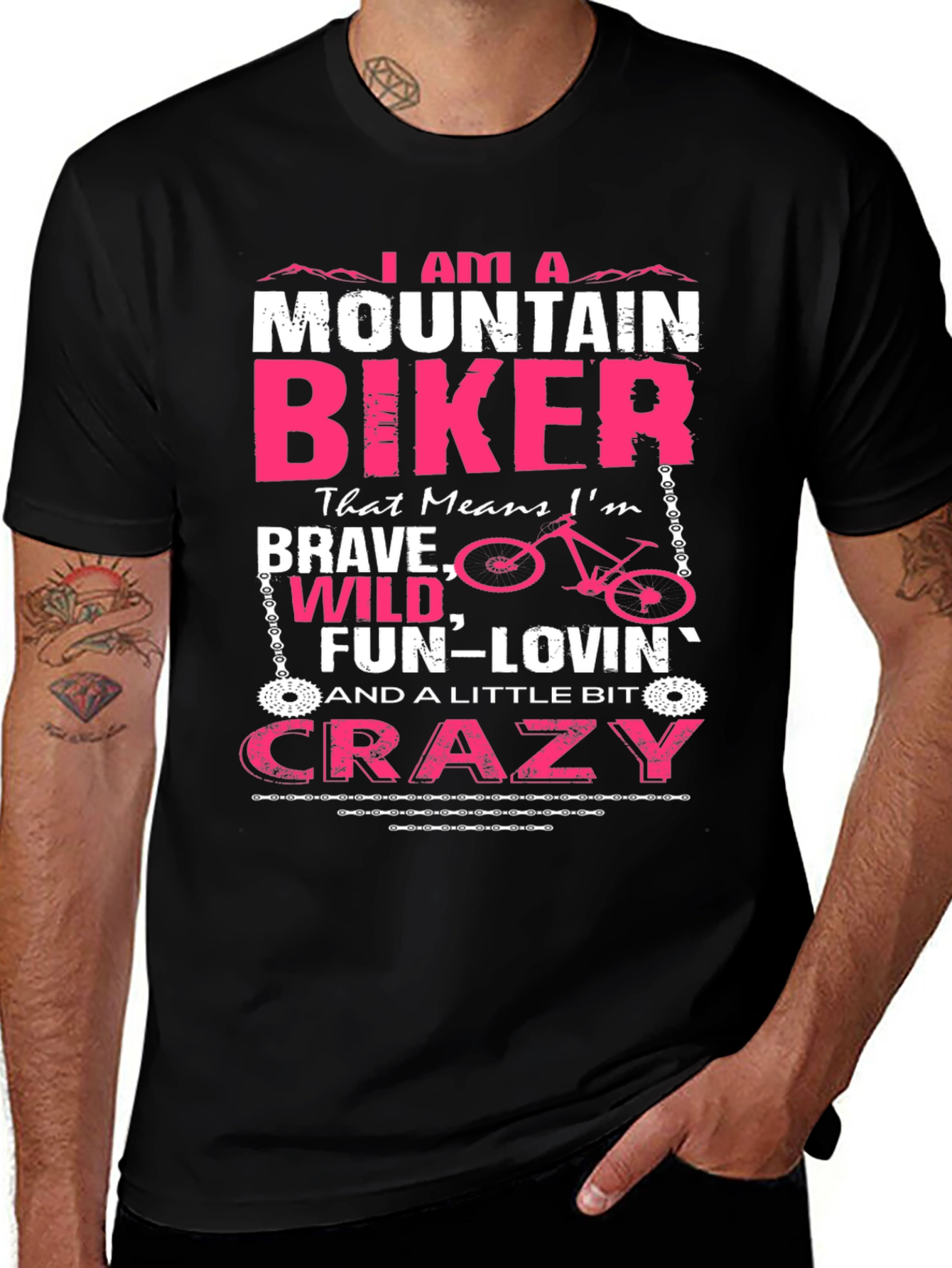 Variant 23 of Mountain Biker Graphic Tee - Brave, Wild & Crazy