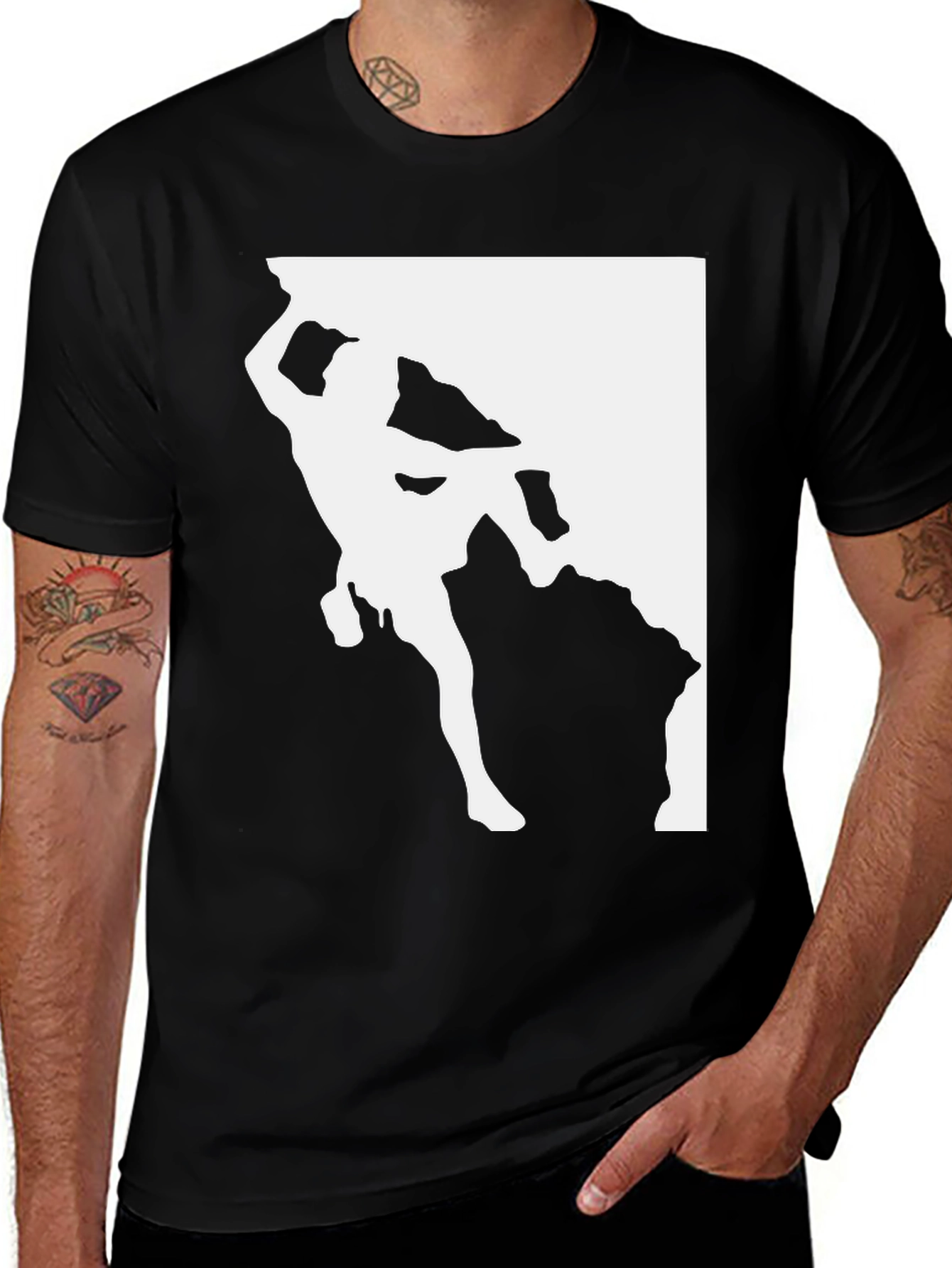 Variant 17 of Rock Climbing T-Shirt - Black Tee with Climber Graphic