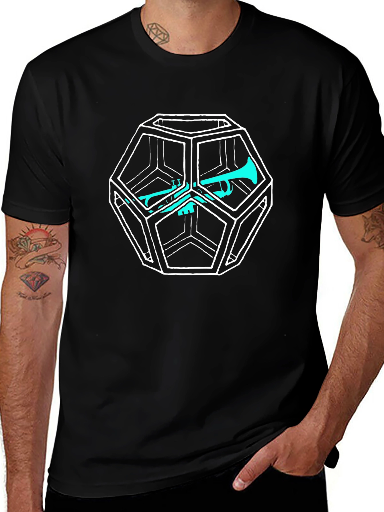 Variant 7 of Geometric Trumpet T-Shirt - Modern Music Tee