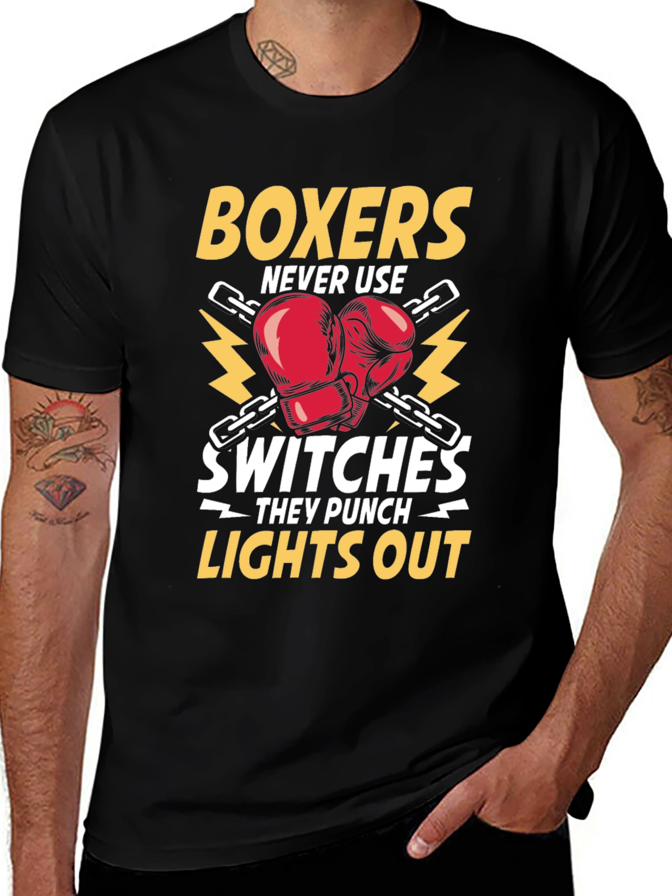 Variant 20 of Boxer Punch Lights Out Black T-Shirt