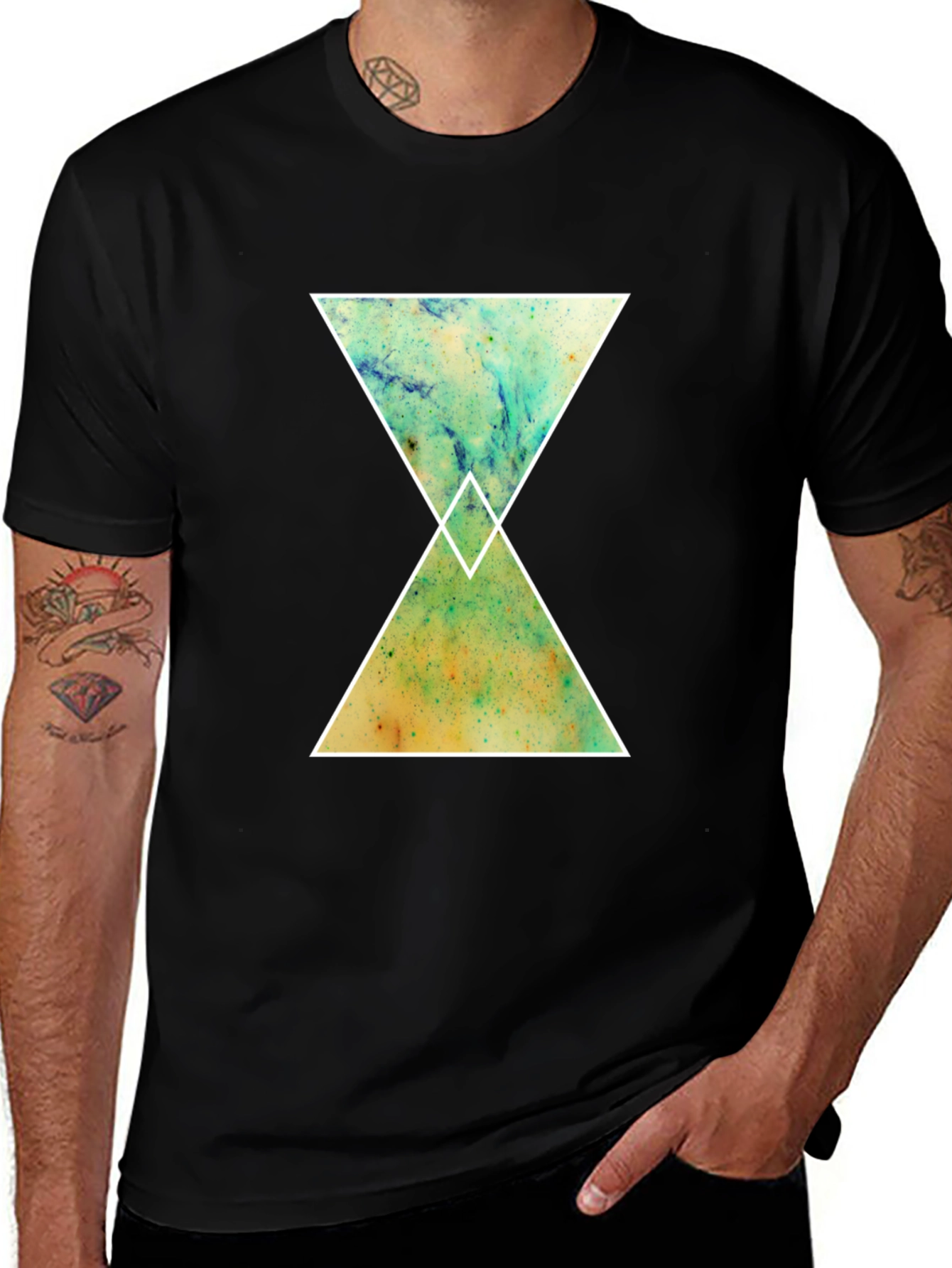 Abstract Hourglass Graphic Tee - Black