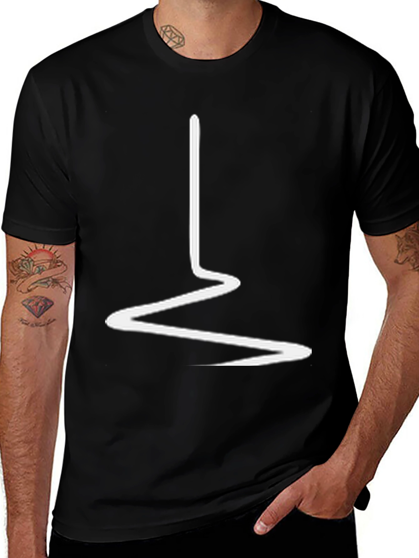 Variant 12 of Abstract Line Art Black Tee