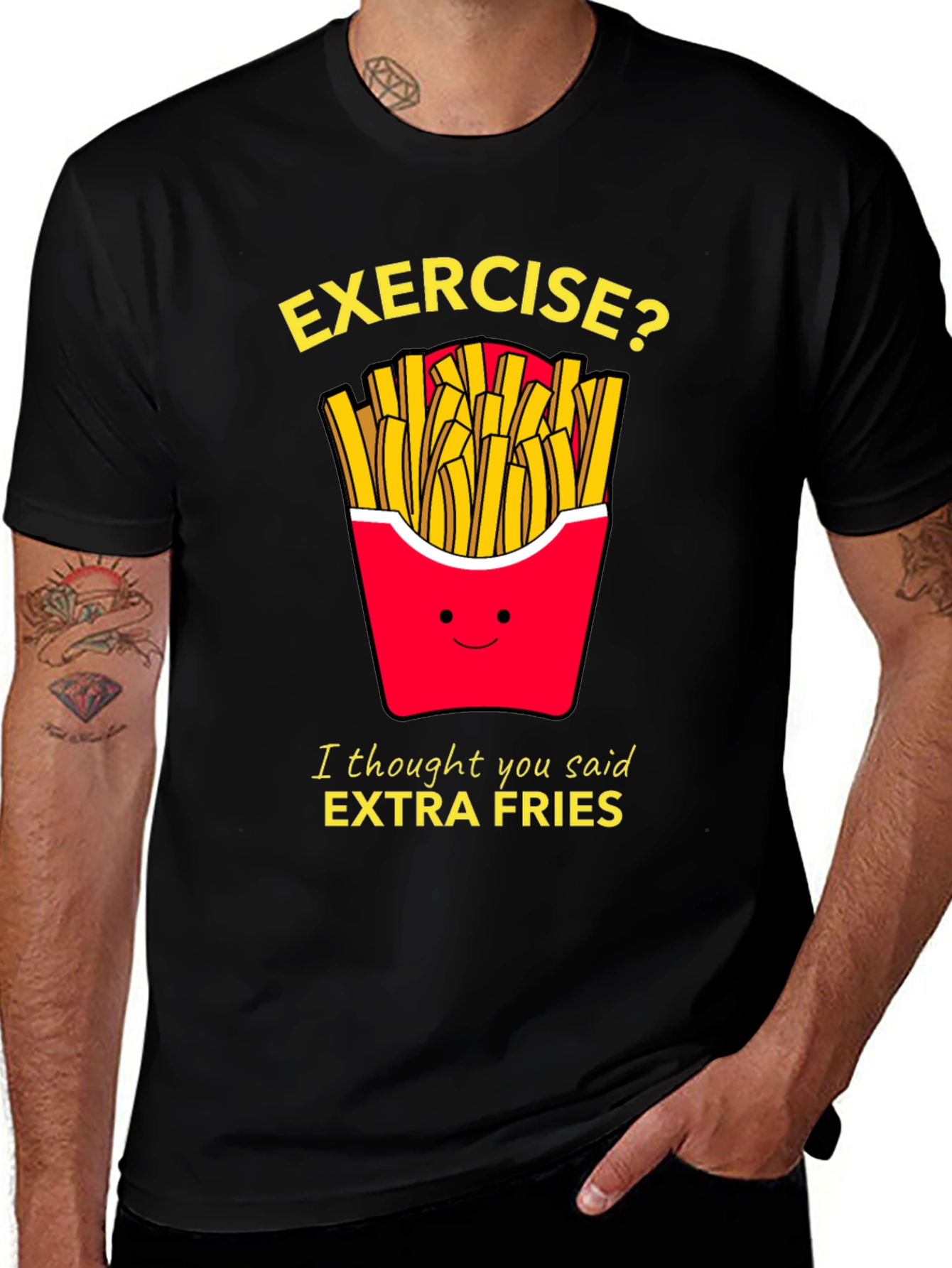 Variant 29 of Funny 'Extra Fries' Graphic T-Shirt