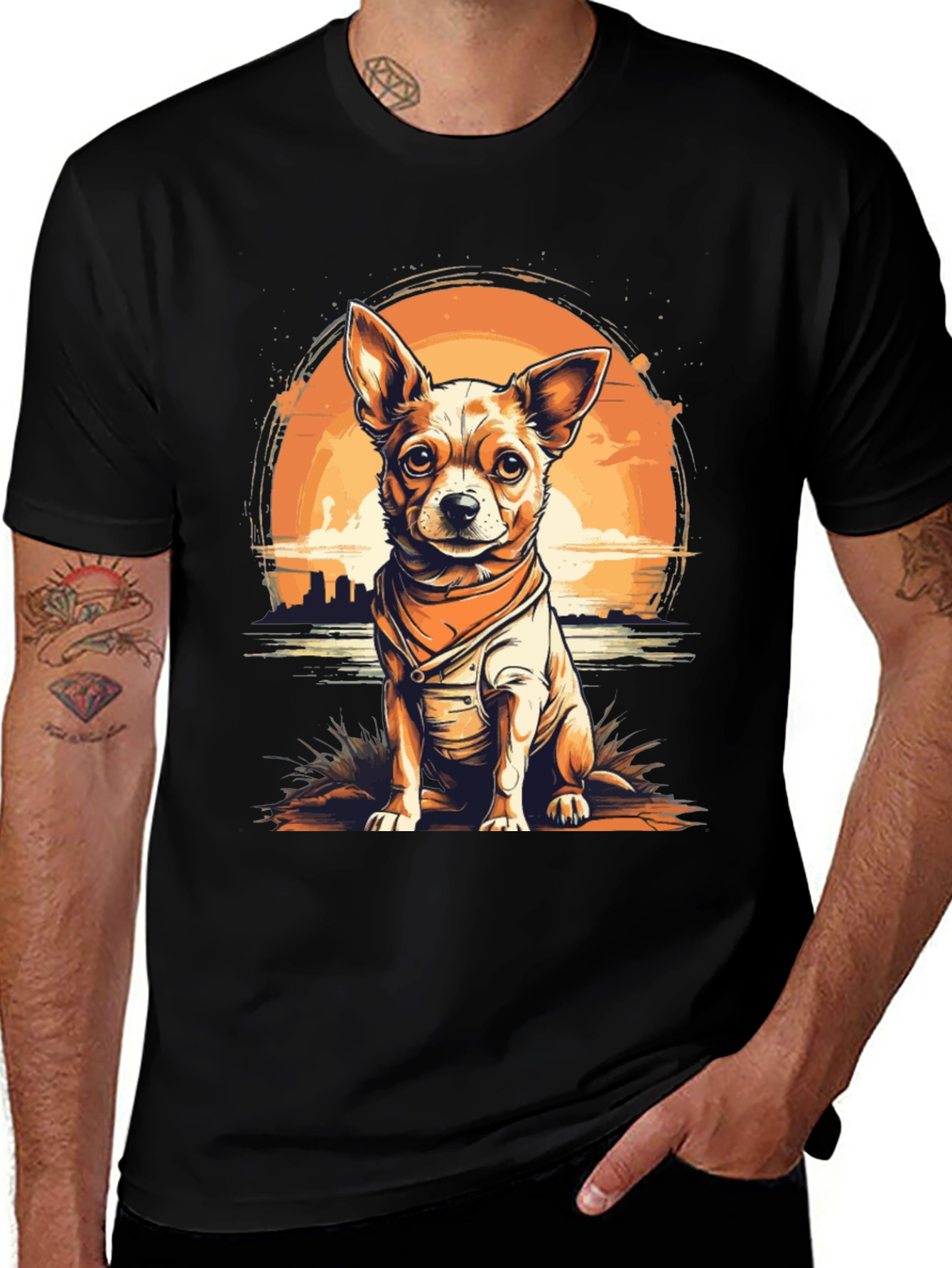 Variant 27 of Dog Graphic T-Shirt - Chihuahua Sunset Design