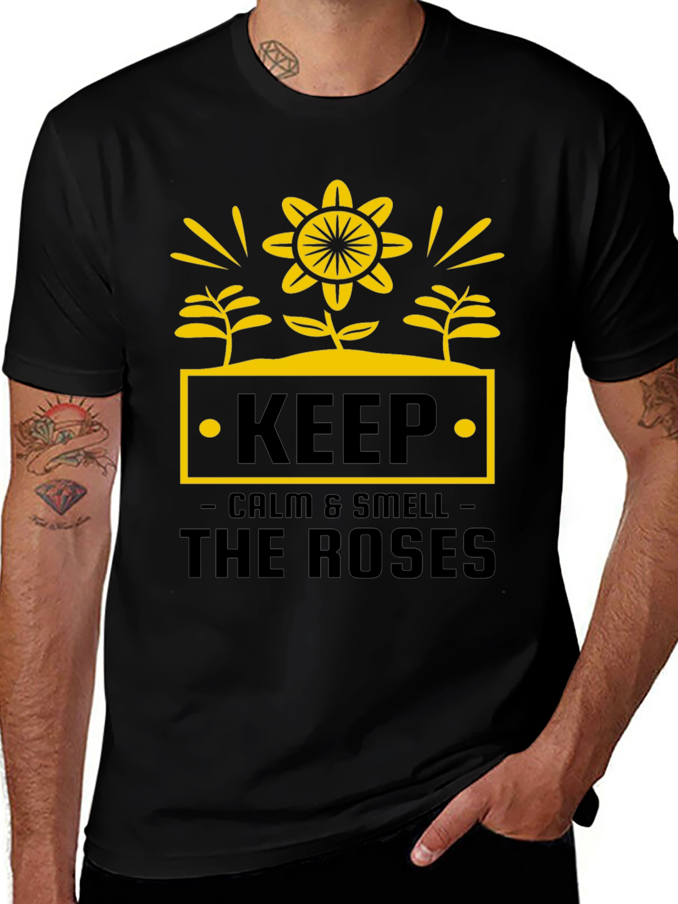 Variant 23 of Keep Calm & Smell the Roses Graphic Tee