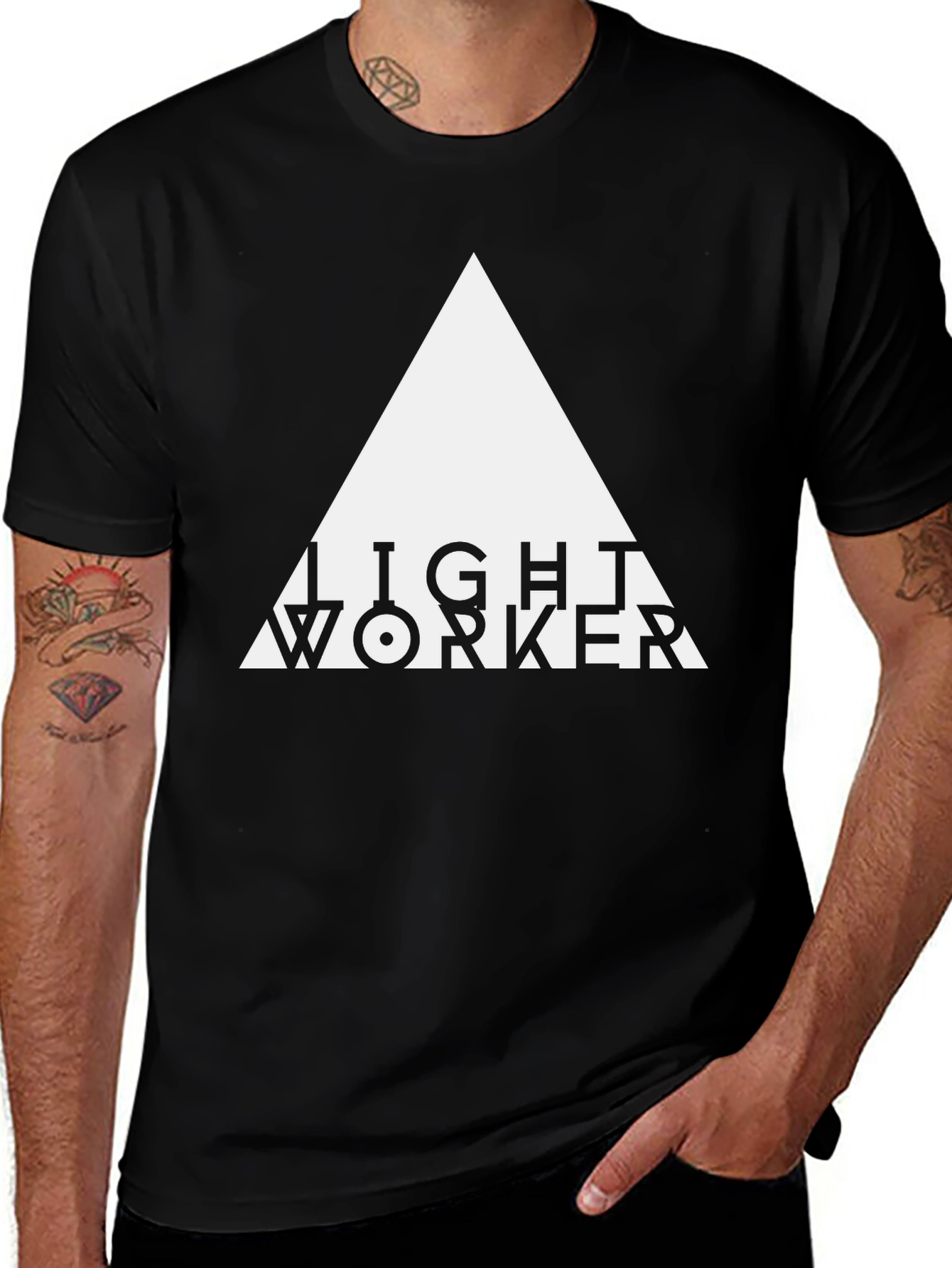 Variant 7 of Lightworker Graphic Tee - Black Cotton T-Shirt