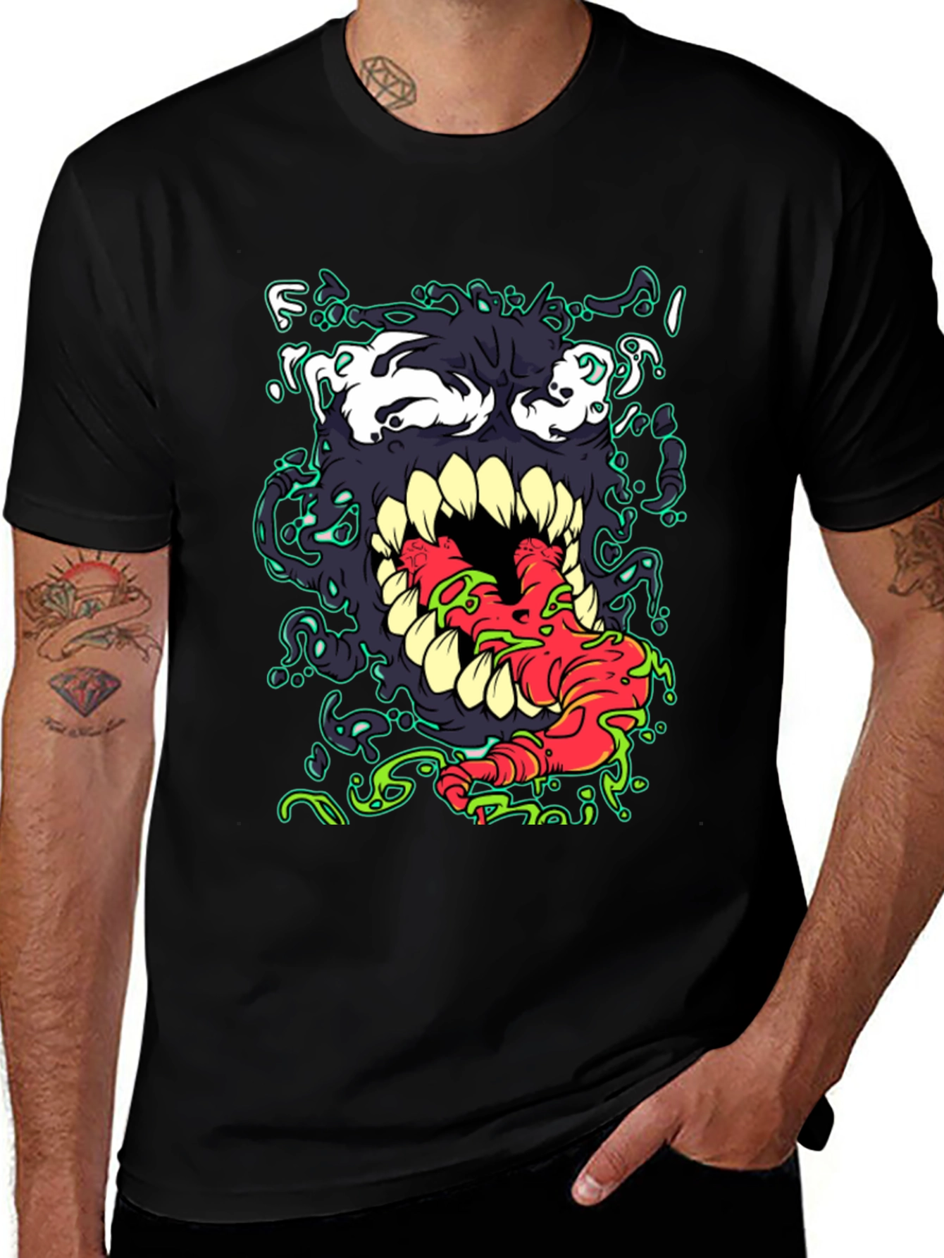 Variant 7 of Monster Graphic Black T-Shirt