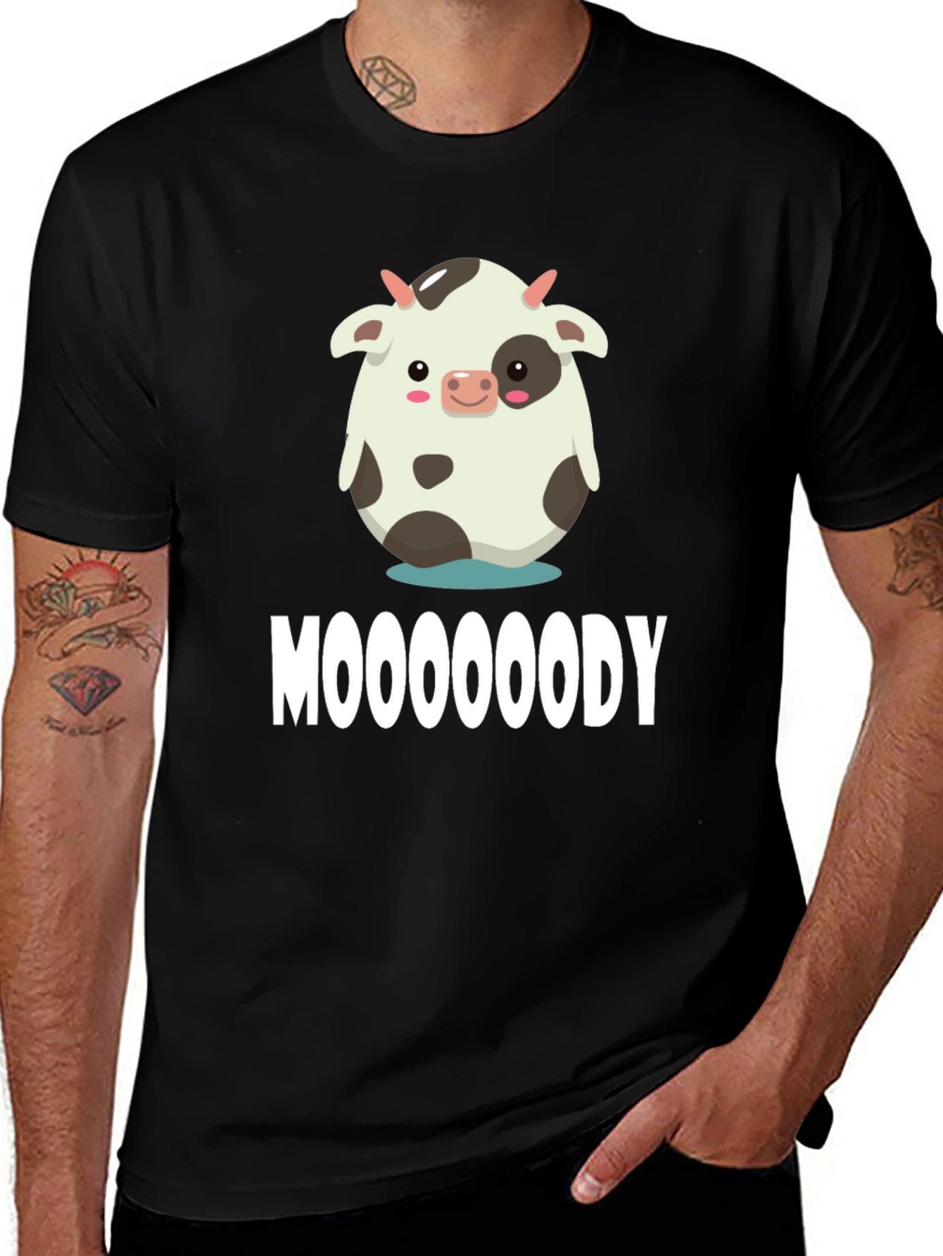 Variant 26 of Moooooody Cow Black T-Shirt