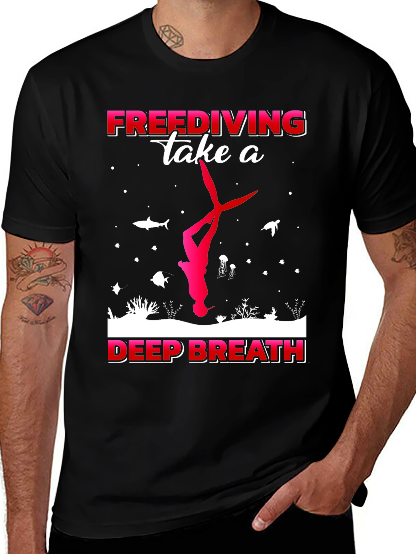 Variant 17 of Freediving Take a Deep Breath T-Shirt