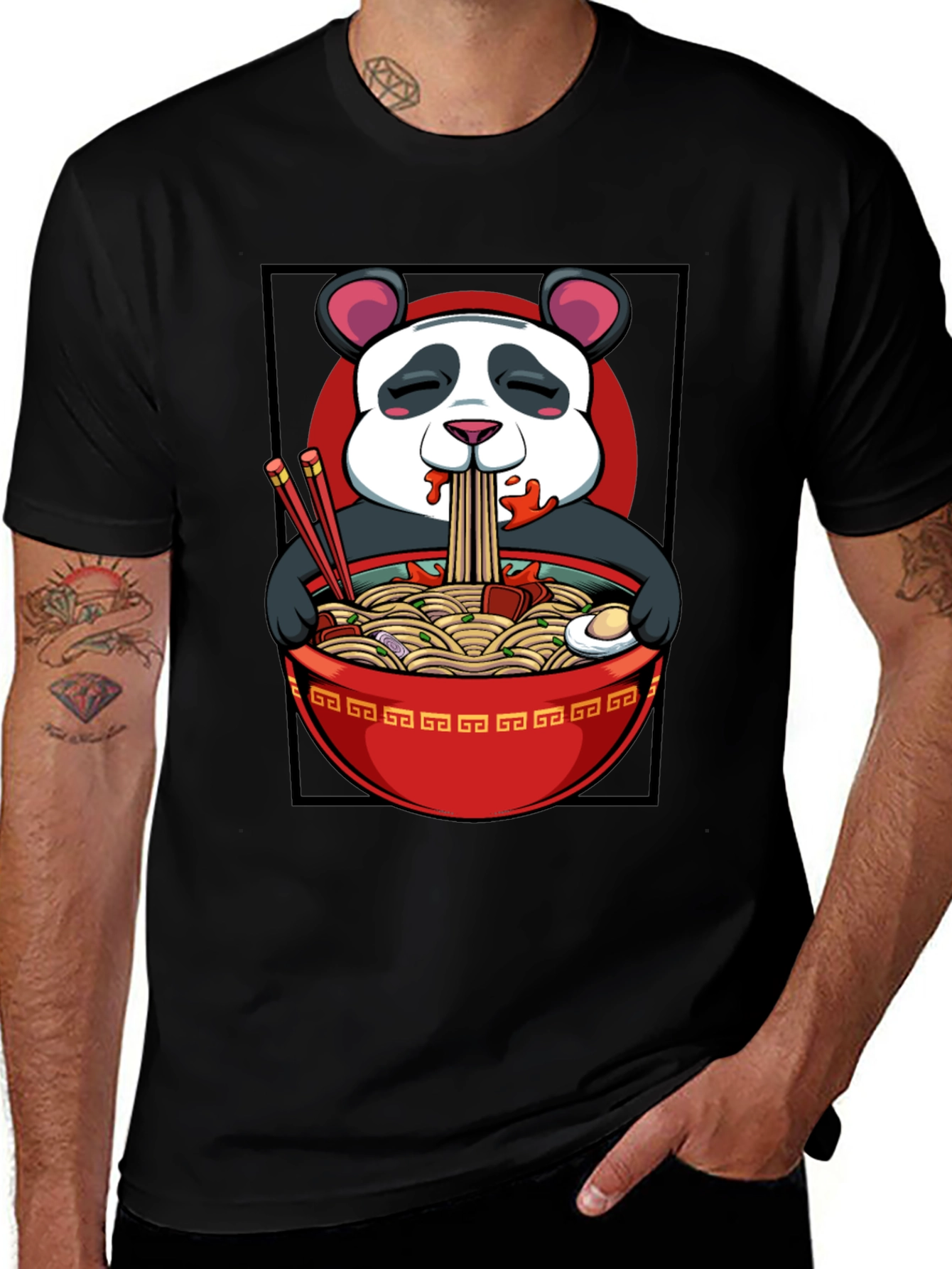 Variant 9 of Panda Ramen T-Shirt - Cartoon Comfort Food Style