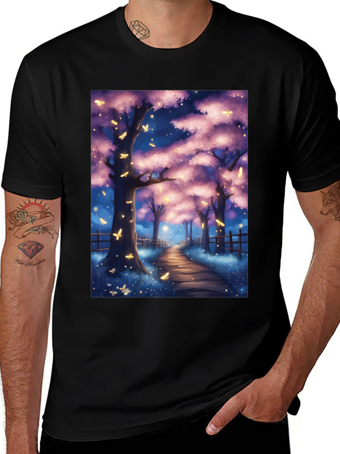 Variant 3 of Enchanted Forest T-Shirt - Magical Night Scene