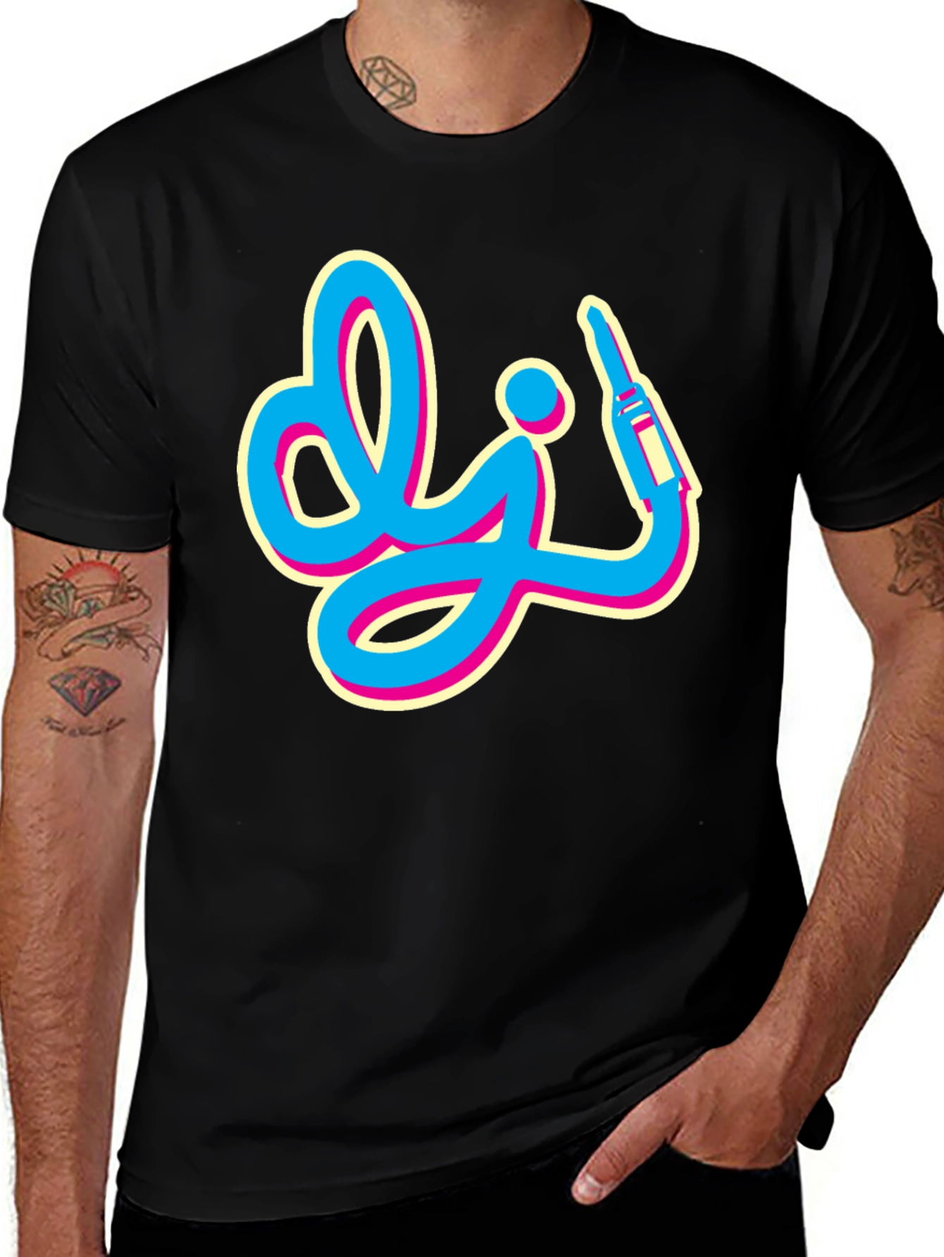 Variant 2 of Retro DJ Graphic Tee - Black