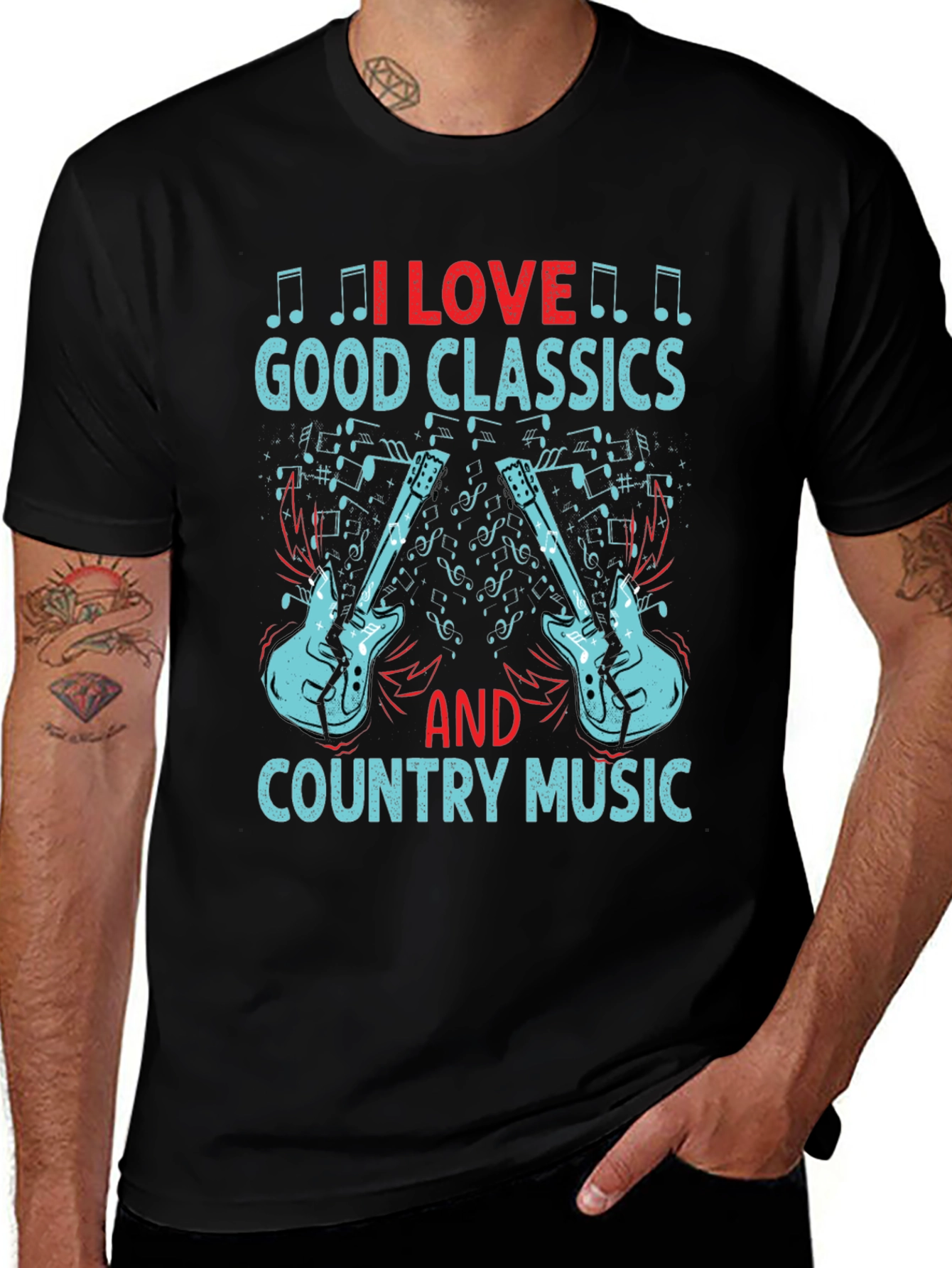 I Love Good Classics & Country Music Black T-Shirt