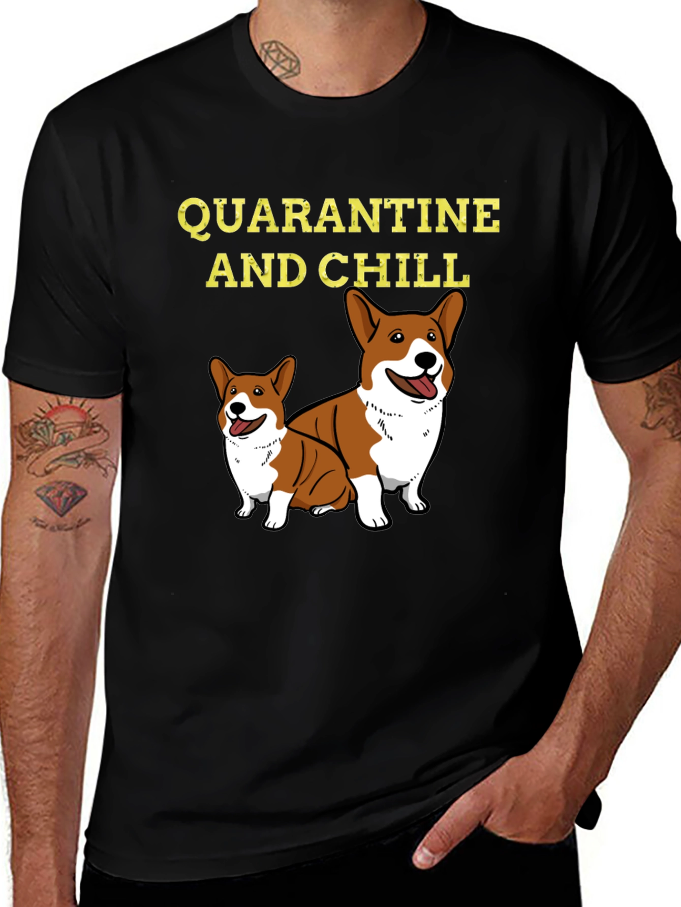 Variant 22 of Quarantine and Chill Corgi Graphic Tee