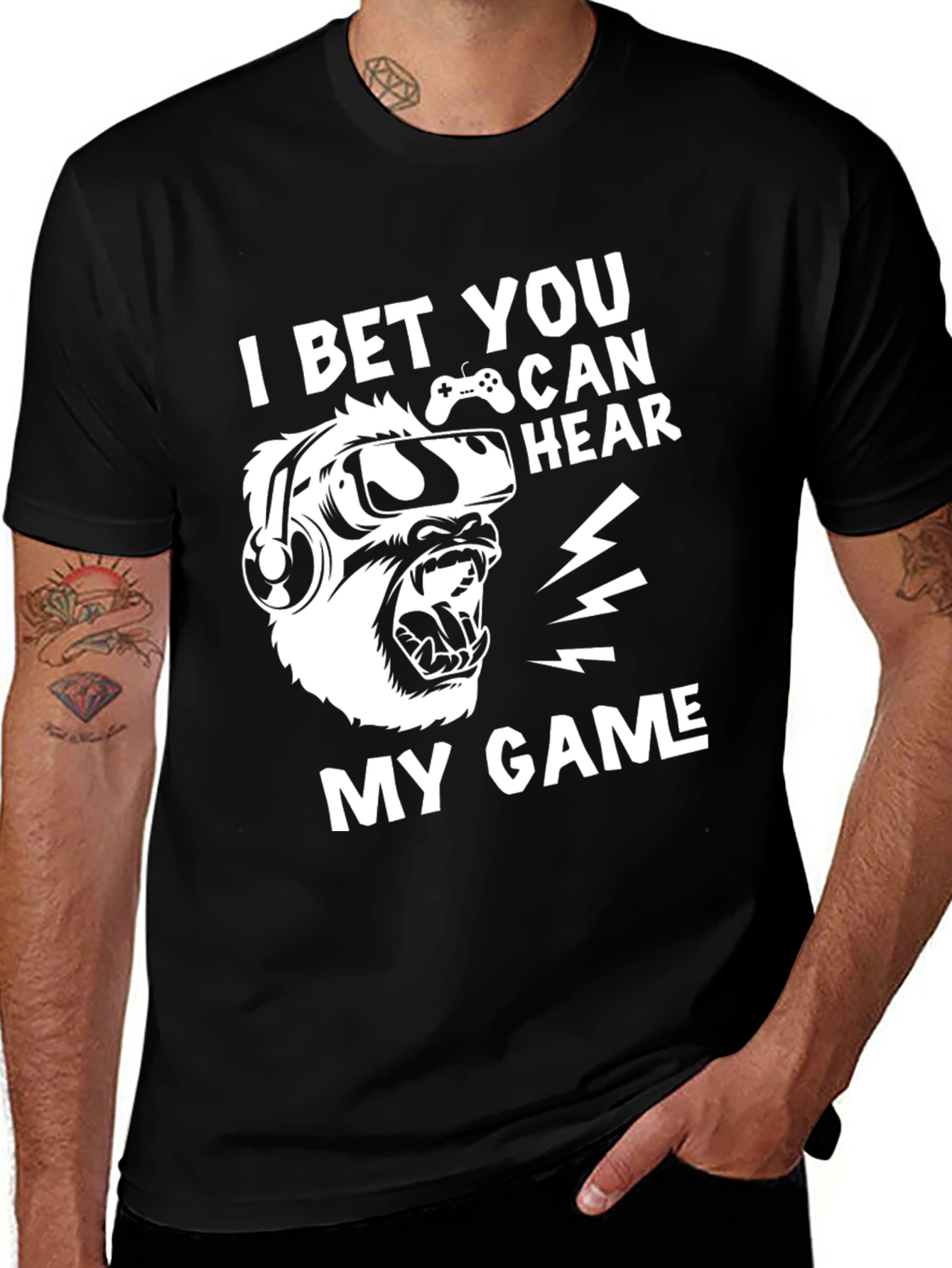 Gamer Gorilla Graphic Tee - I Bet You Can Hear My Game
