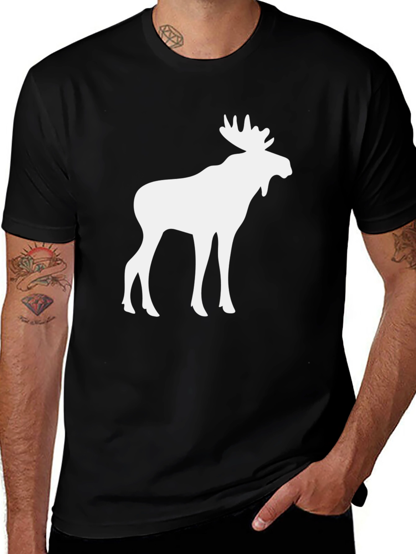 Variant 29 of Moose Graphic Tee - Black Cotton T-Shirt