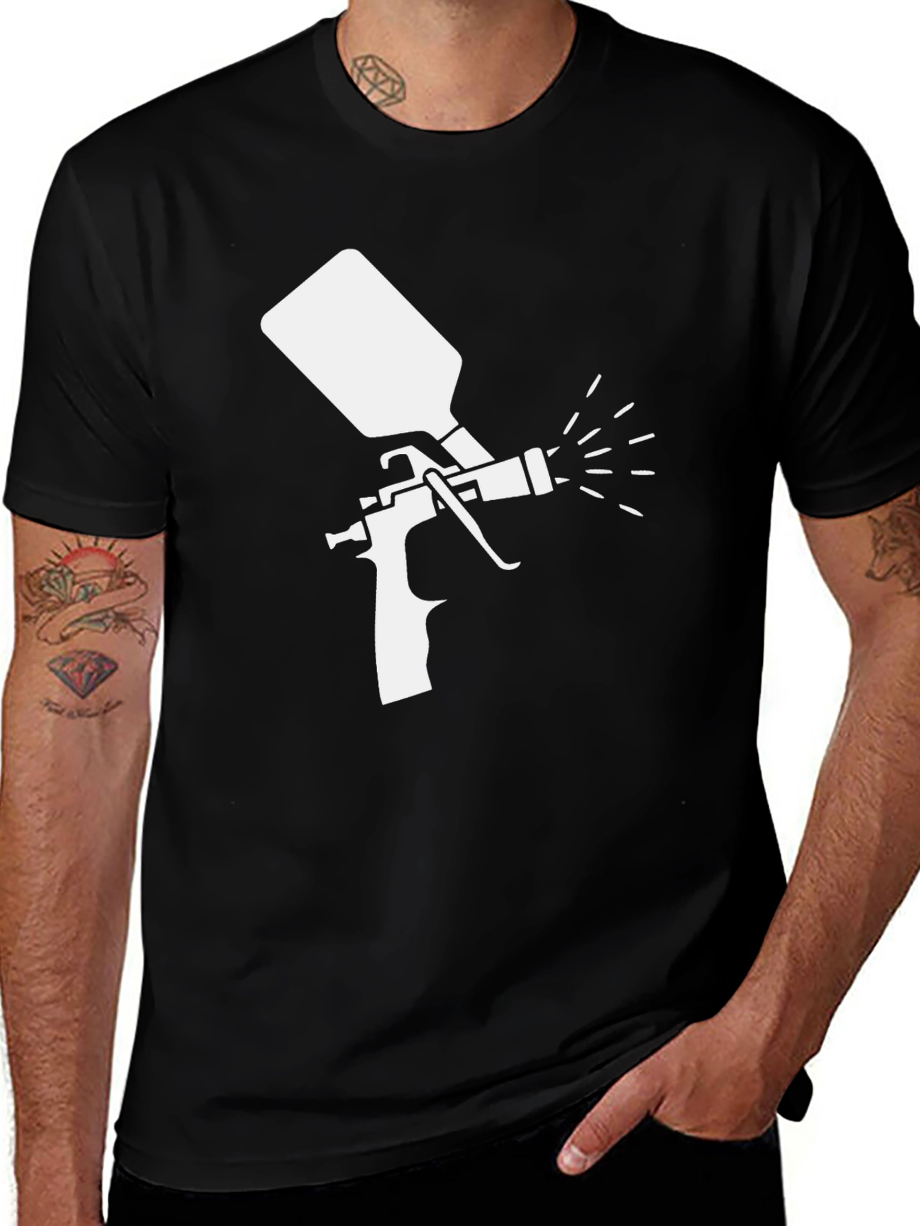 Spray Paint Gun Graphic Tee - Cool Painter Shirt
