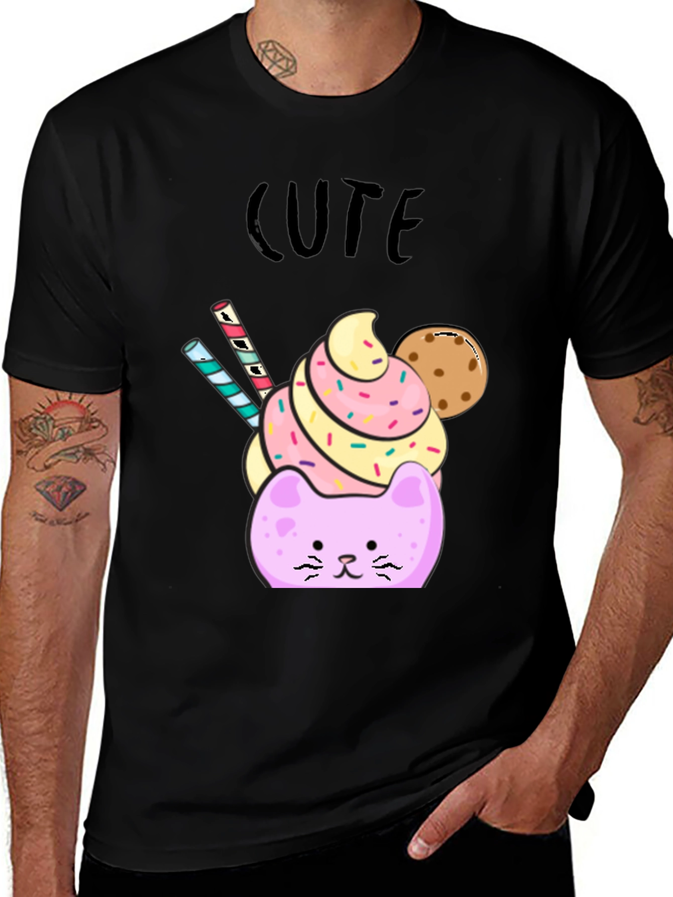 Variant 22 of Cute Cat Ice Cream Graphic T-Shirt