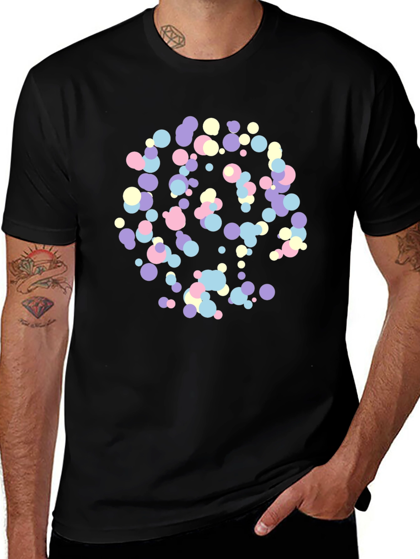 Variant 4 of Abstract Pastel Dots Black T-Shirt