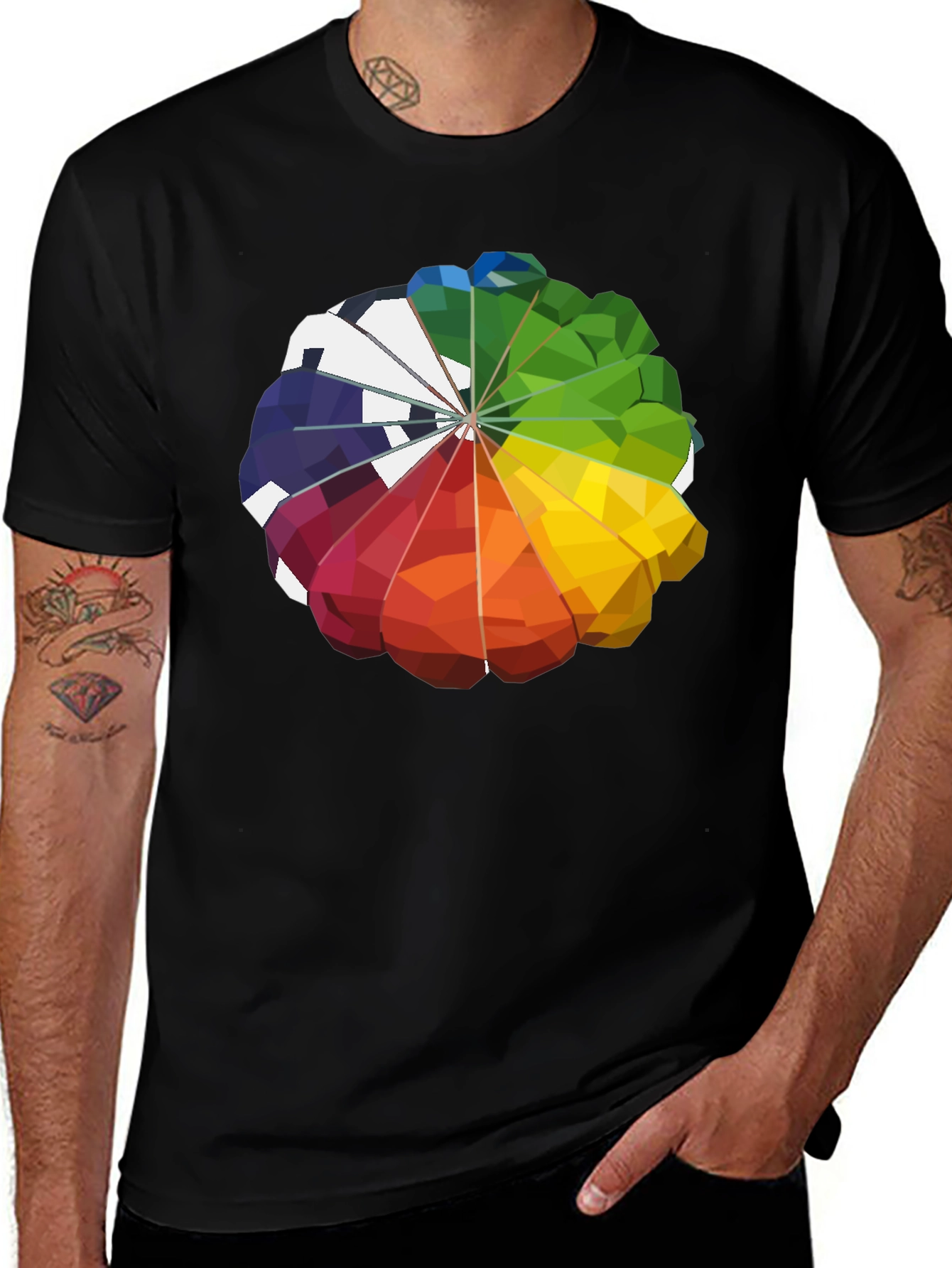 Variant 29 of Colorful Spectrum Wheel Graphic Tee