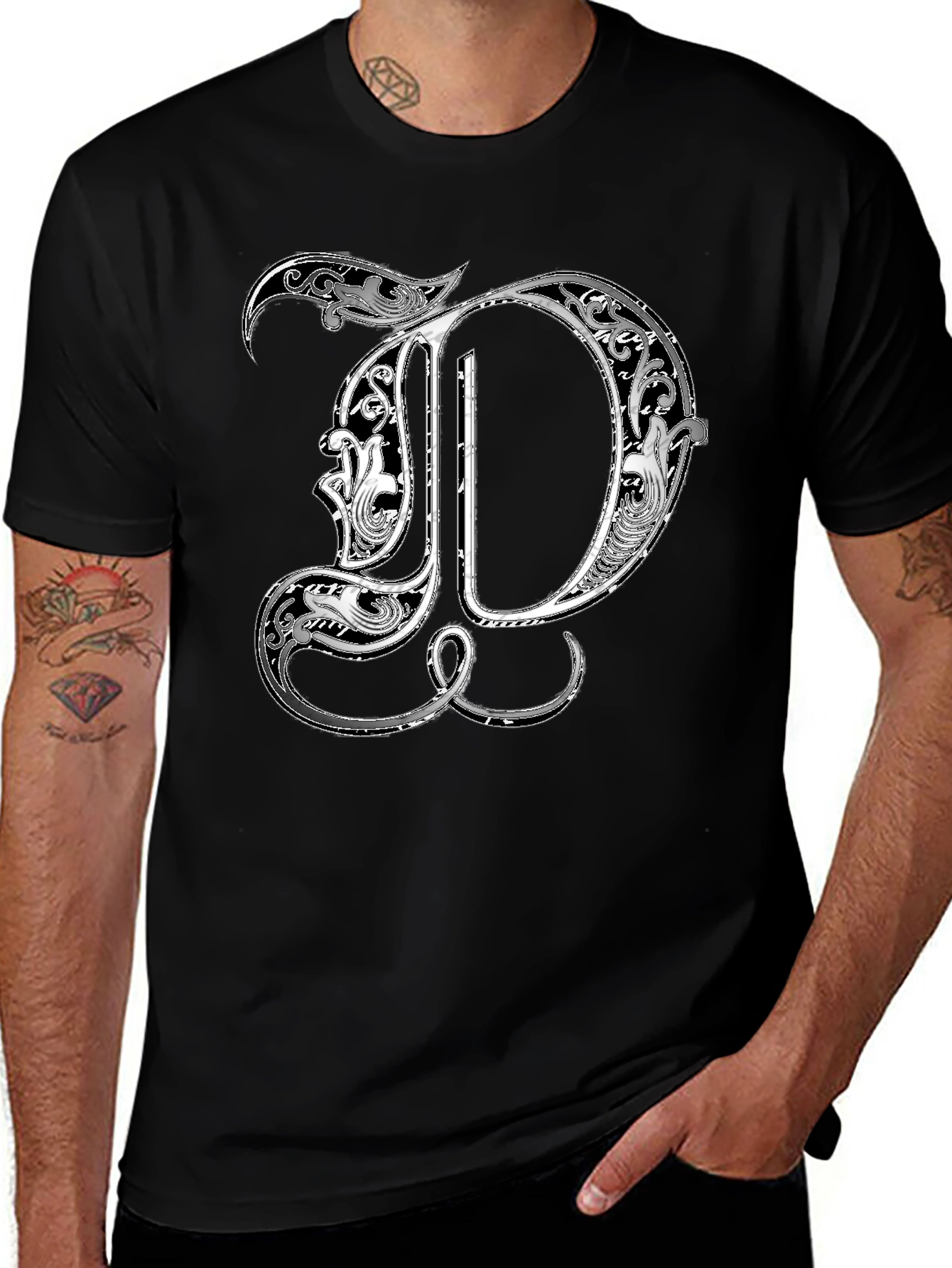 Variant 15 of Ornate Letter "D" Graphic T-Shirt