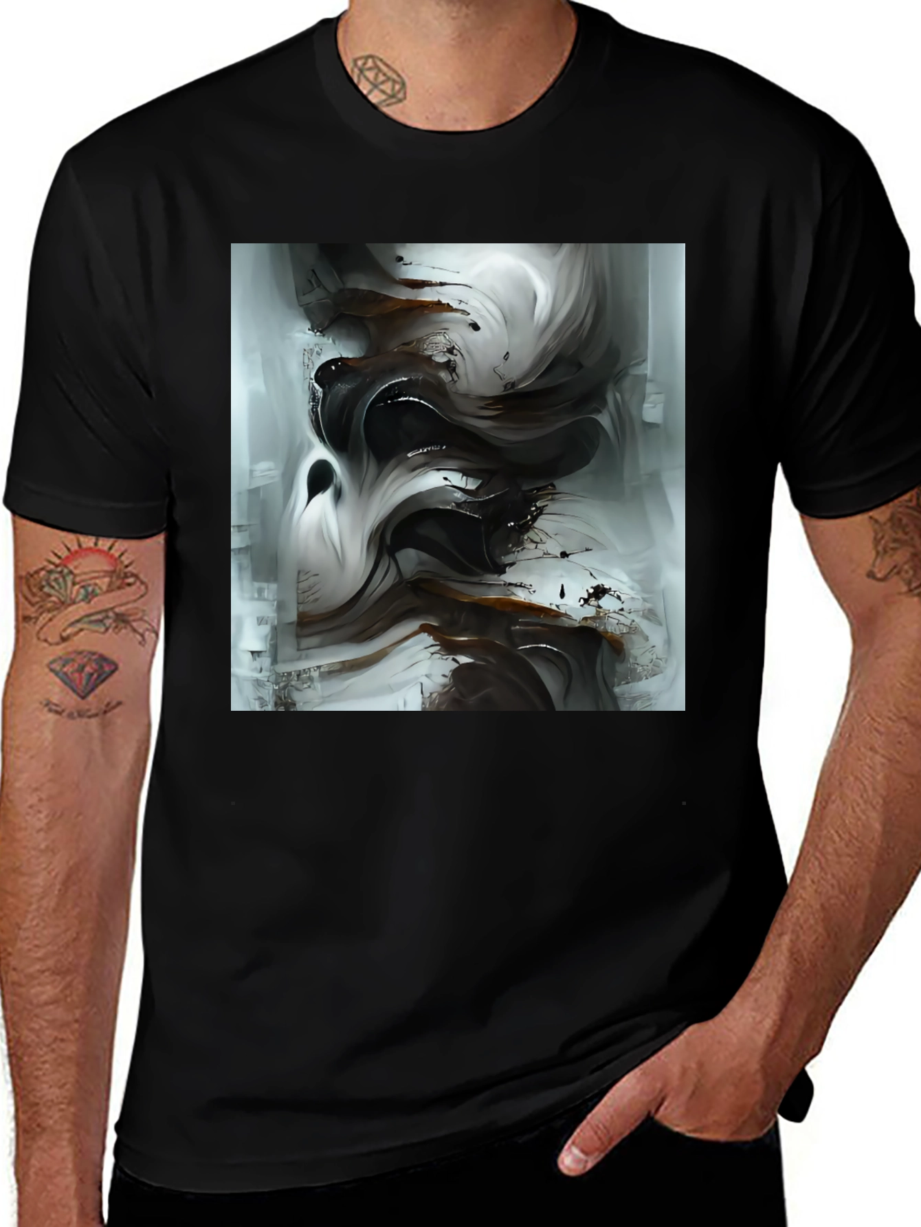 Variant 20 of Abstract Art Black T-Shirt - Modern Style