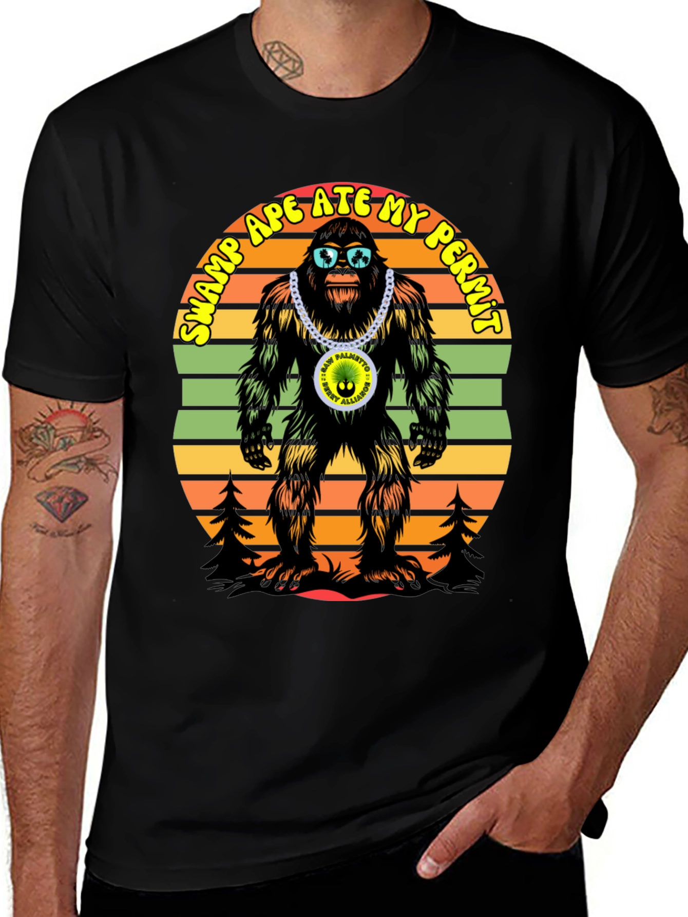 Variant 9 of Swamp Ape Permit T-Shirt Bigfoot Graphic Tee