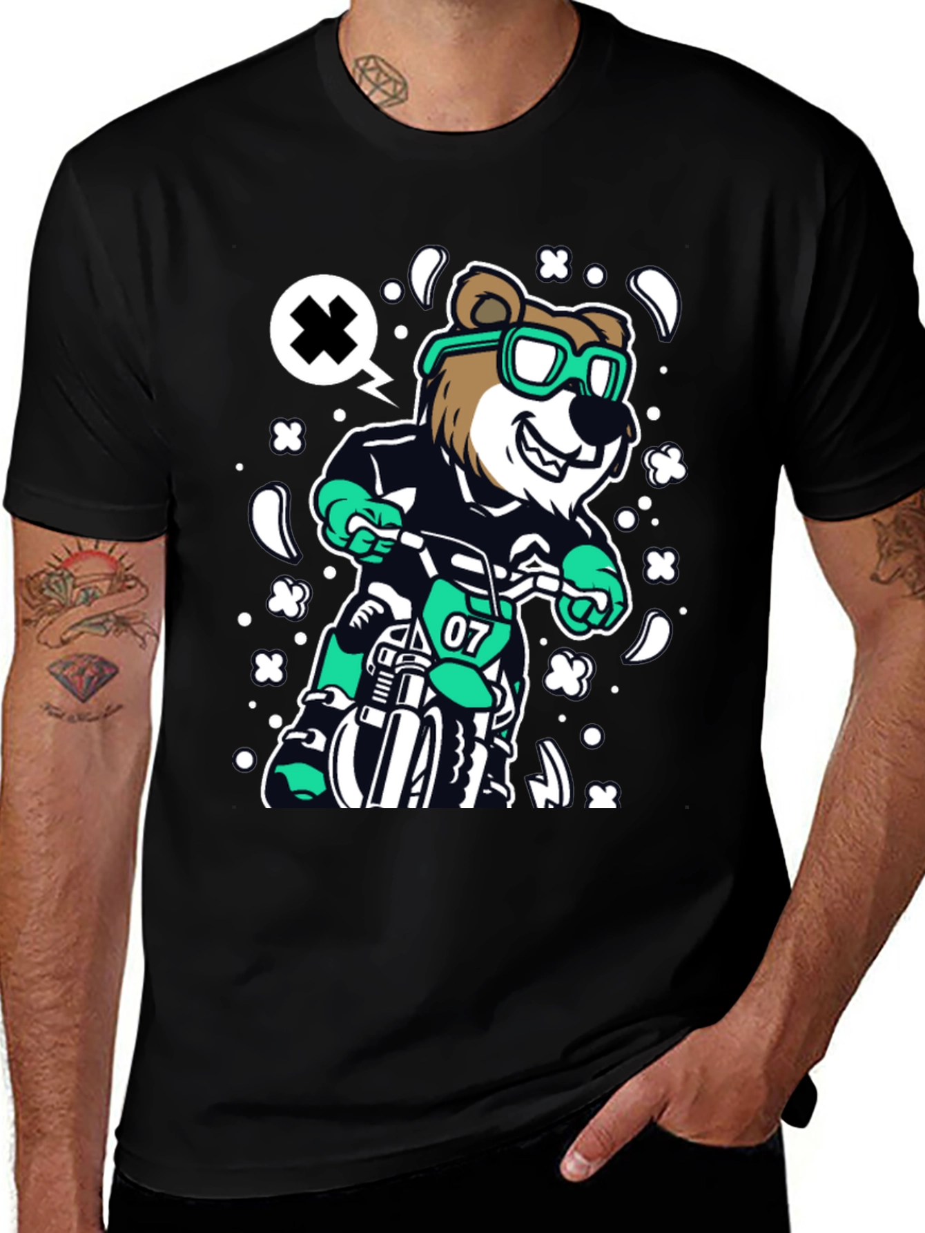 Variant 8 of Bear on a Bike T-Shirt - Cool Cartoon Graphic Tee