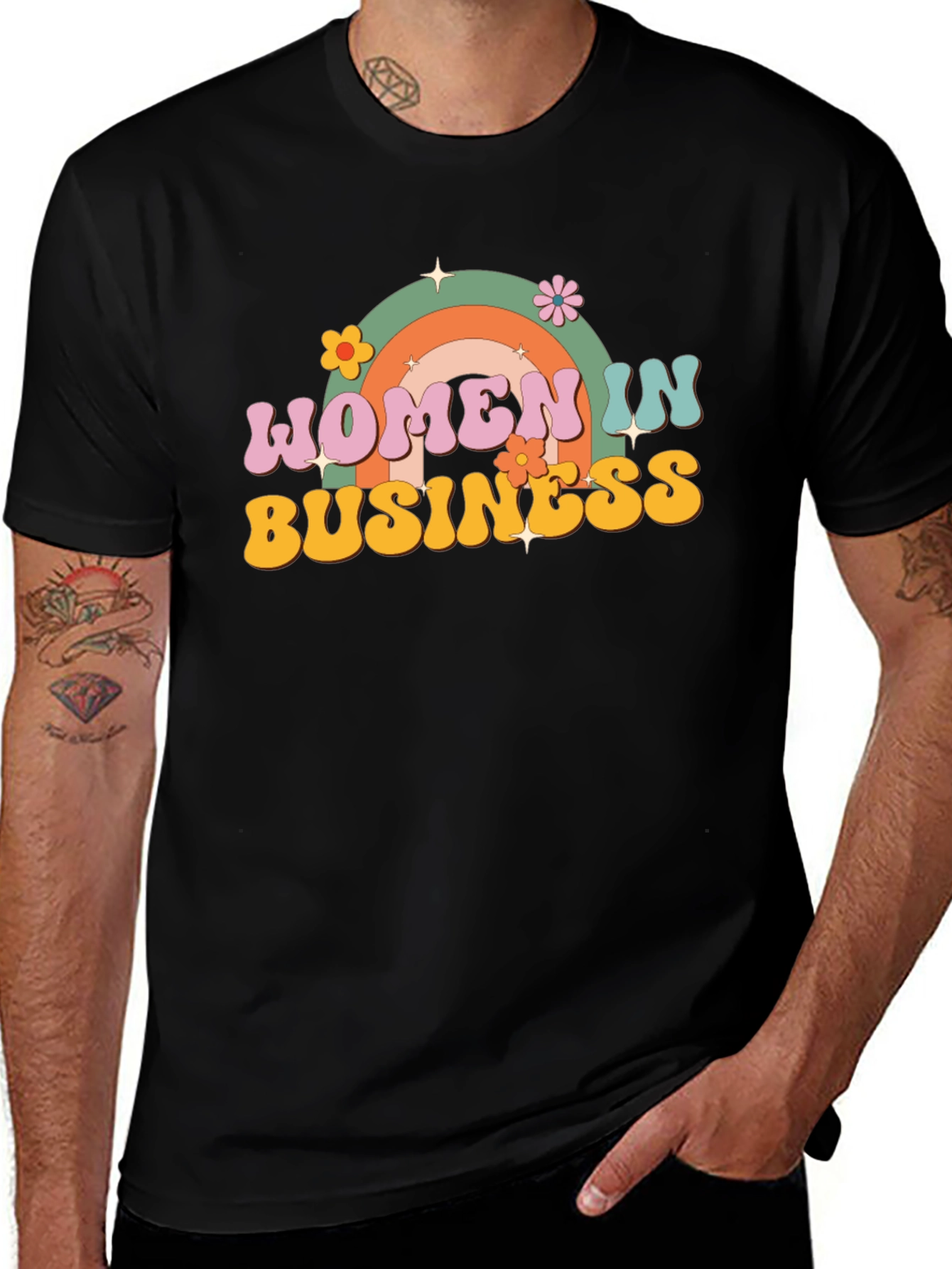 Retro Women in Business Black T-Shirt