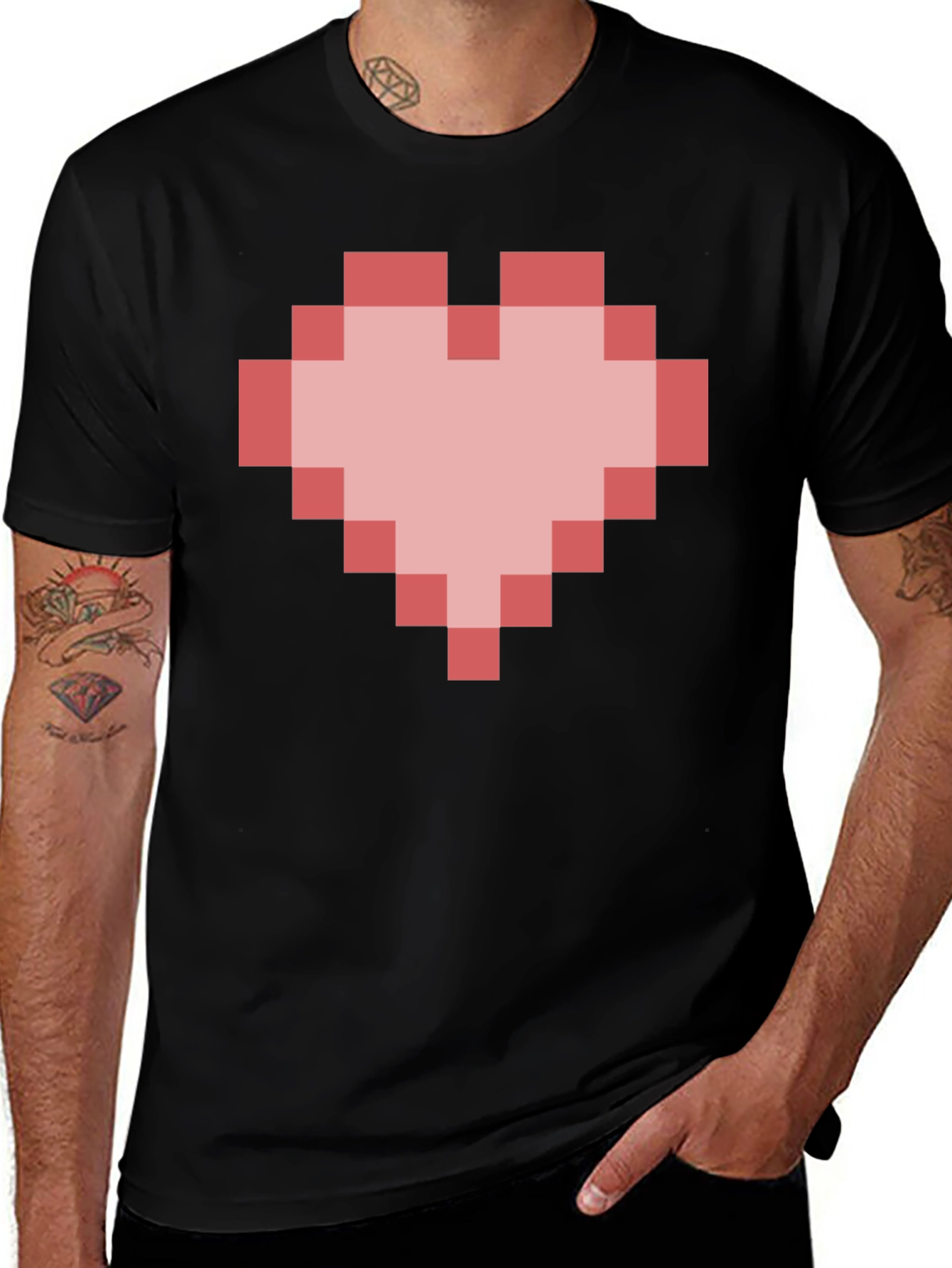 Variant 2 of Pixel Heart Graphic T-Shirt - Gamer Style