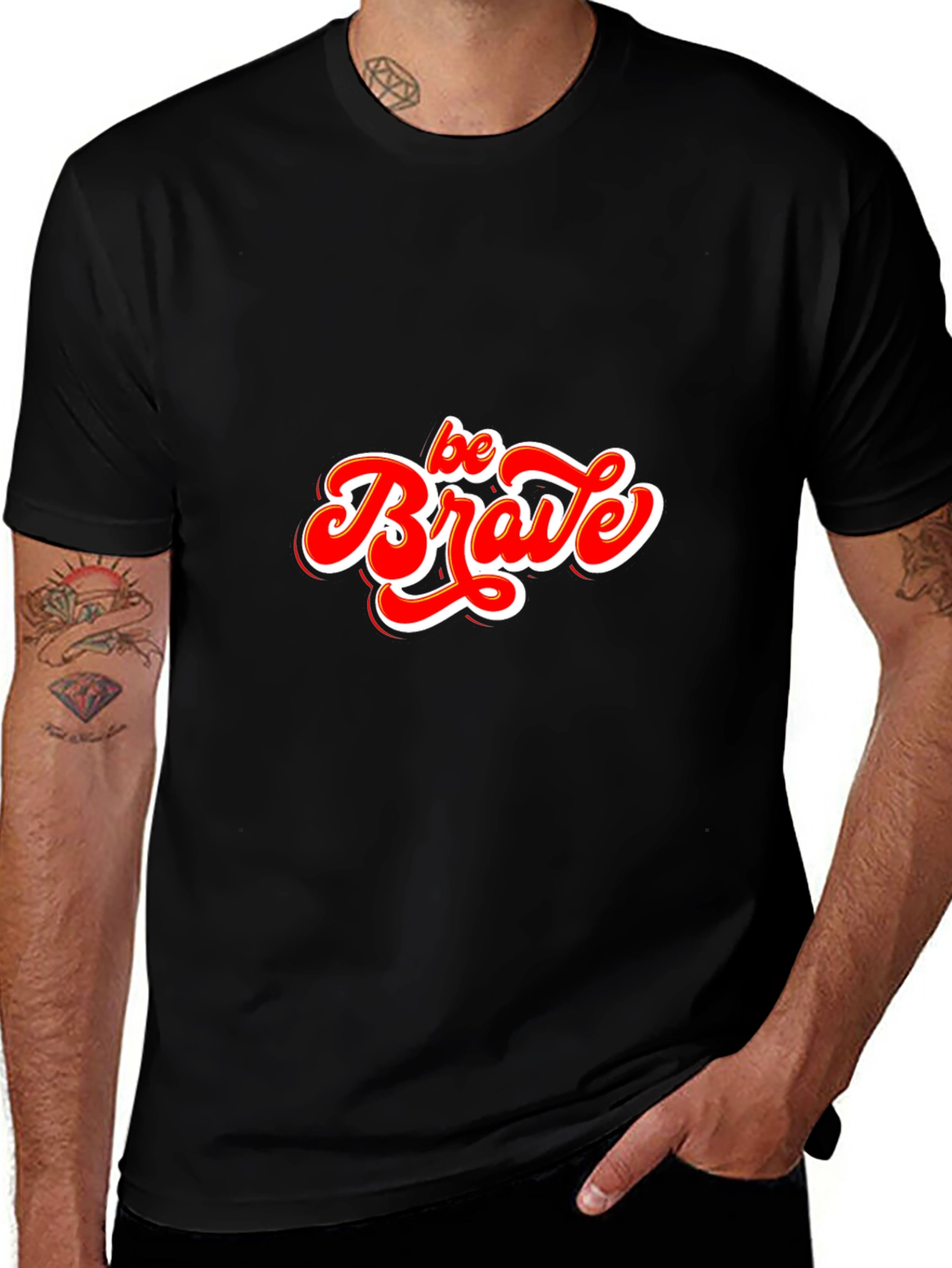 Variant 25 of Be Brave Graphic Tee - Black Cotton T-Shirt