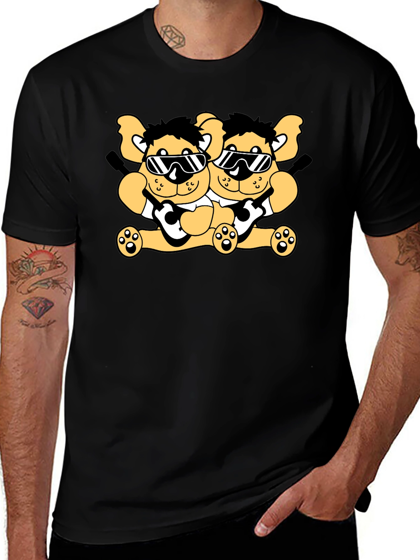 Variant 9 of Cool Bear Twins Black Graphic Tee